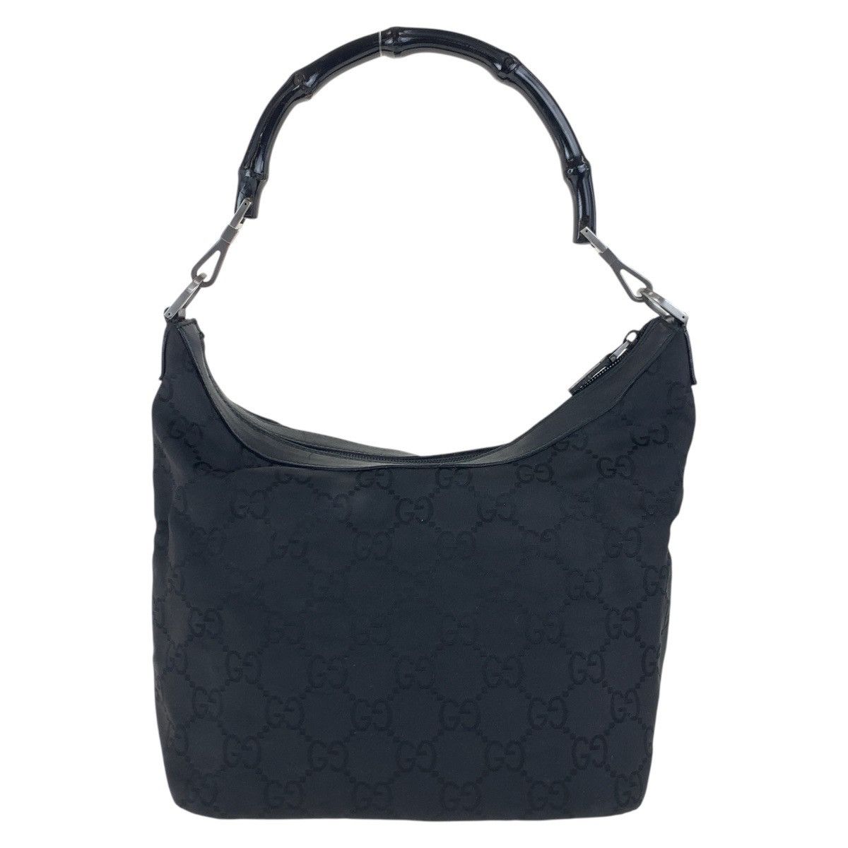 Gucci Gucci Bamboo GG Pattern Nylon/leather Shoulder Bag Leather Shoulder Bag 0000531 in Black, Women's