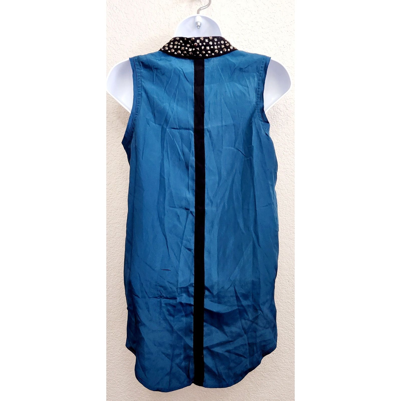 Rock & Republic Rock & Republic Blue Black Studded Collar Top Small Size S / US 4 / IT 40 - 3 Thumbnail