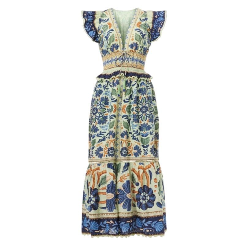 Farm Rio Ocean Tapestry Dress in Multi Size XS