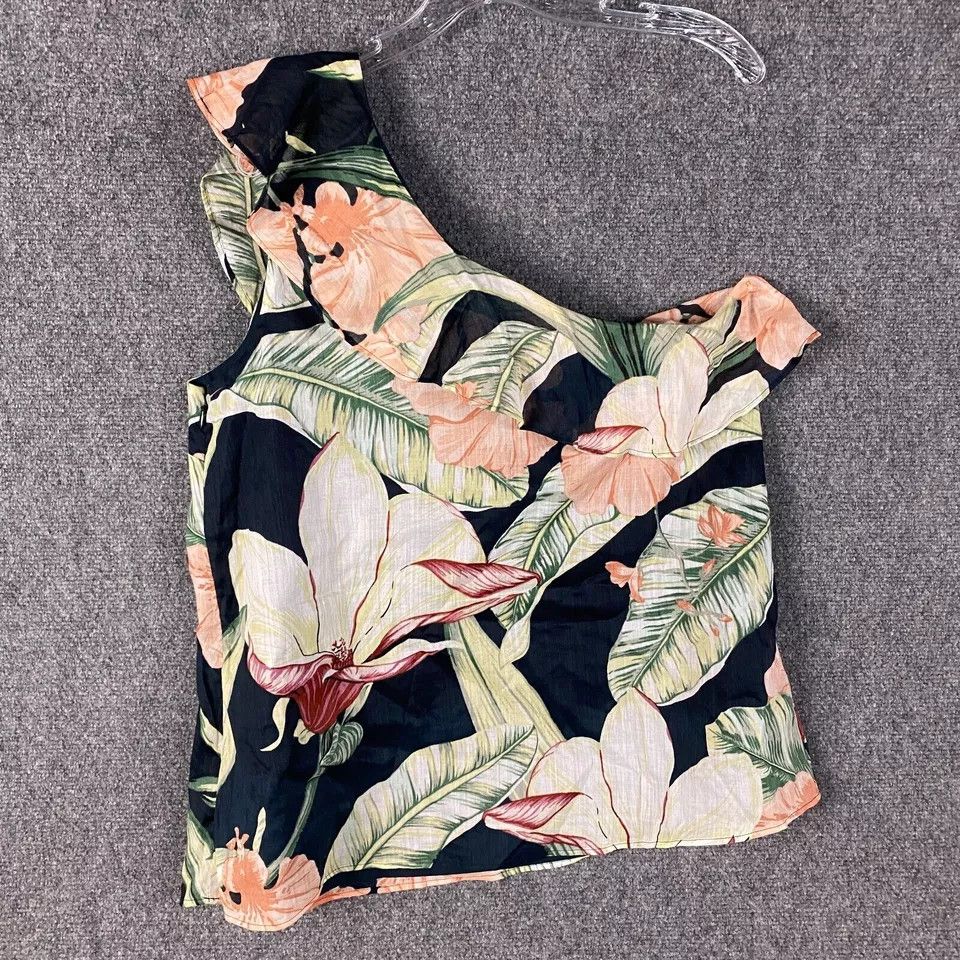 Ann Taylor Ann Taylor Blouse Women's Large One Shoulder NWT Floral Size L / US 10 / IT 46 - 7 Thumbnail