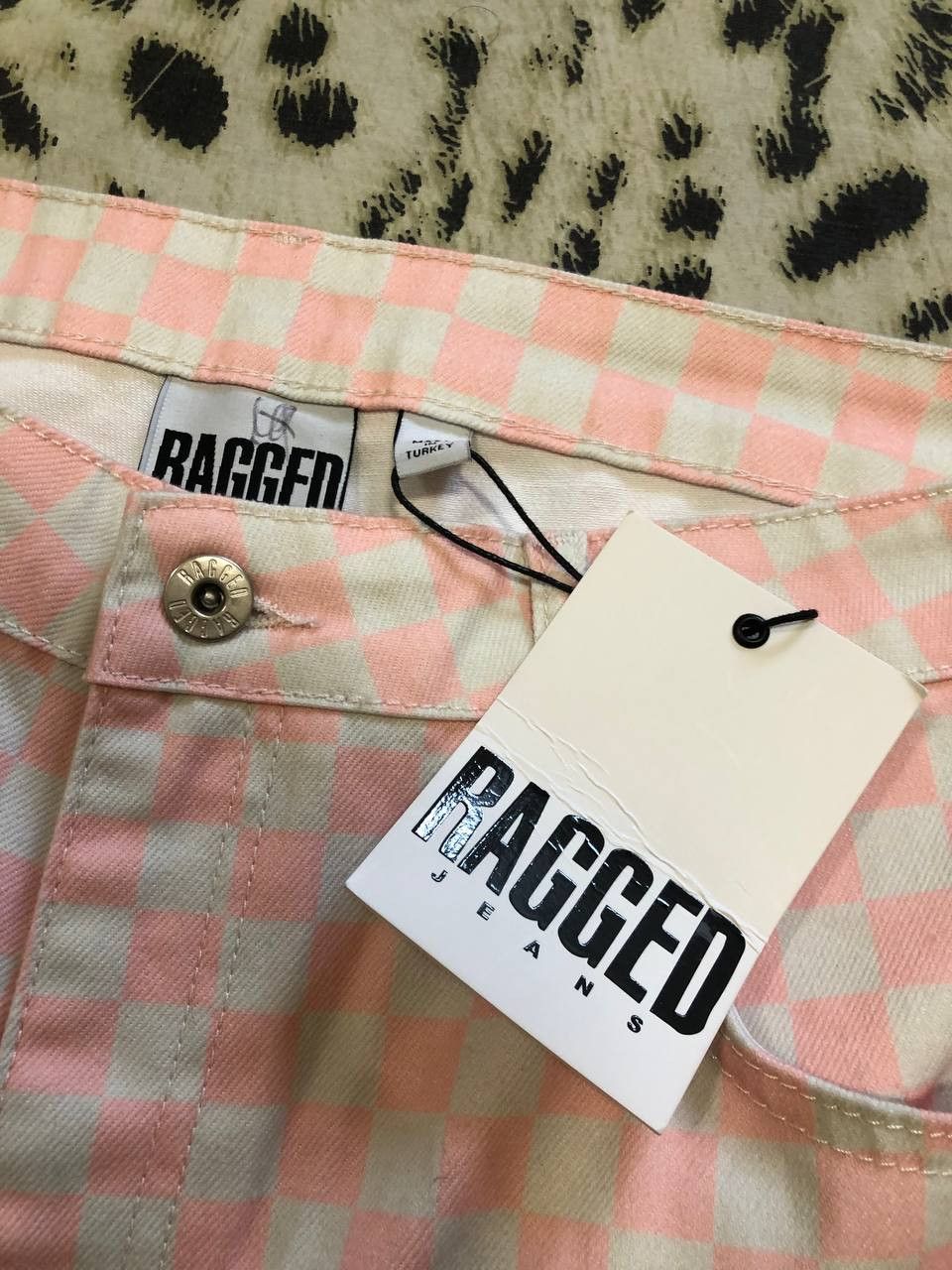 The Ragged Priest The Ragged Priest FASHION Pink and Cream Checkered Jeans Size 34" / US 12 / IT 48 - 3 Thumbnail