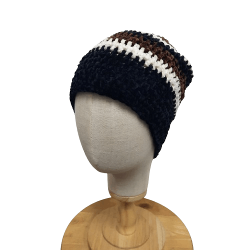 Japanese Brand 🪡 Japanese chochet stripes beanie hat Size ONE SIZE - 1 Thumbnail