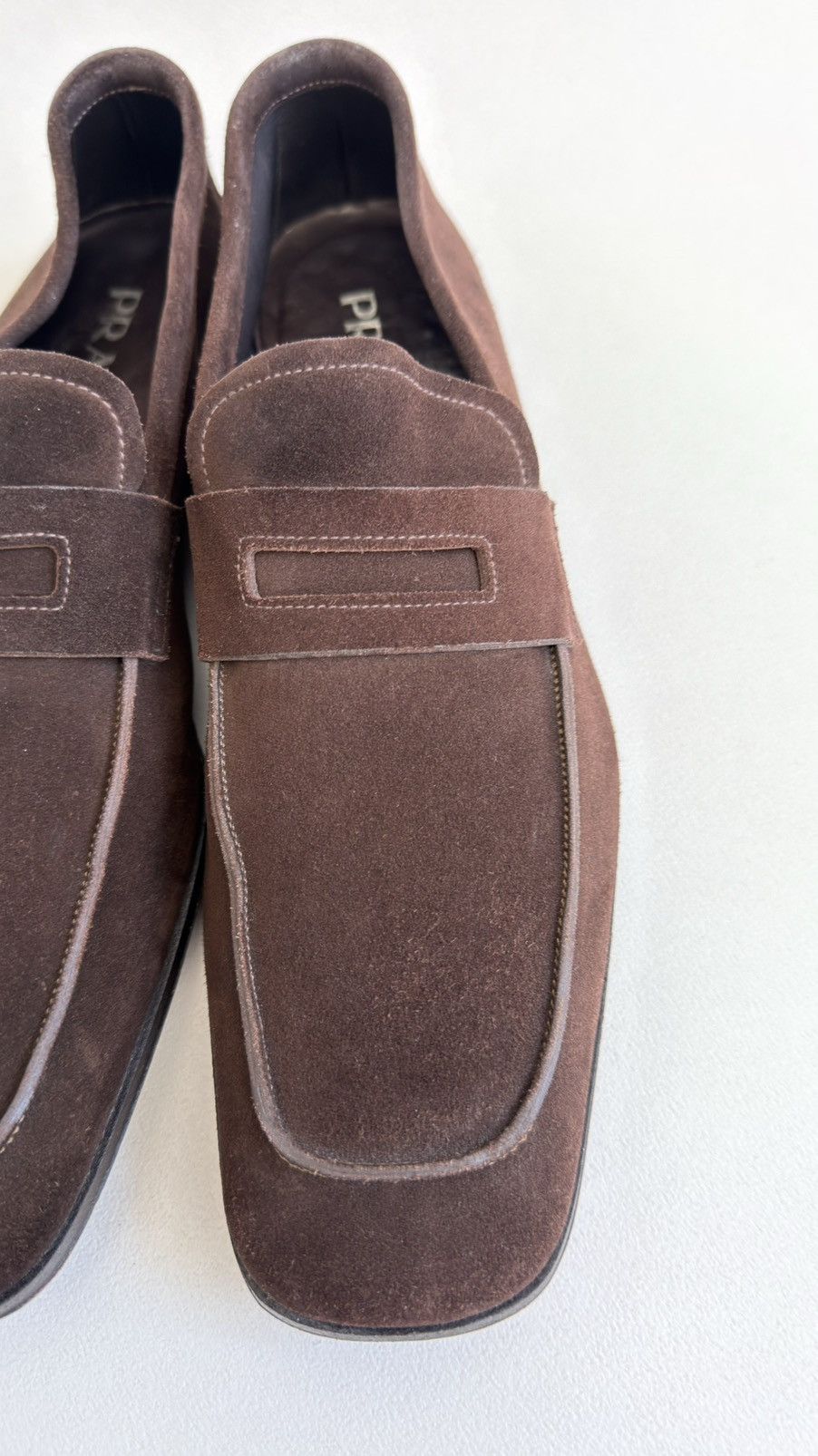 Prada Brown Suede ‘Square Toe’ Loafers Size US 8.5 / EU 41-42 - 13 Thumbnail