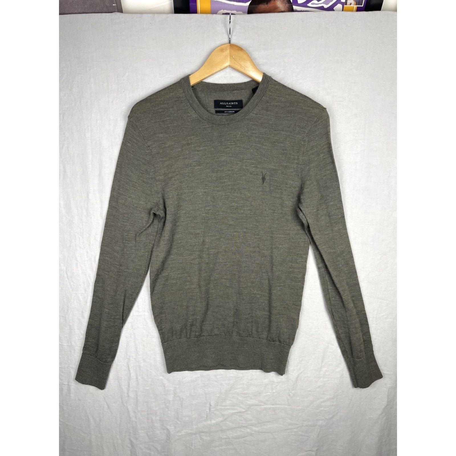 Allsaints All Saints Sweater Mens Small Mode Merino Wool Knit Jumper Crew Neck Ramskull Size US S / EU 44-46 / 1 - 2 Thumbnail