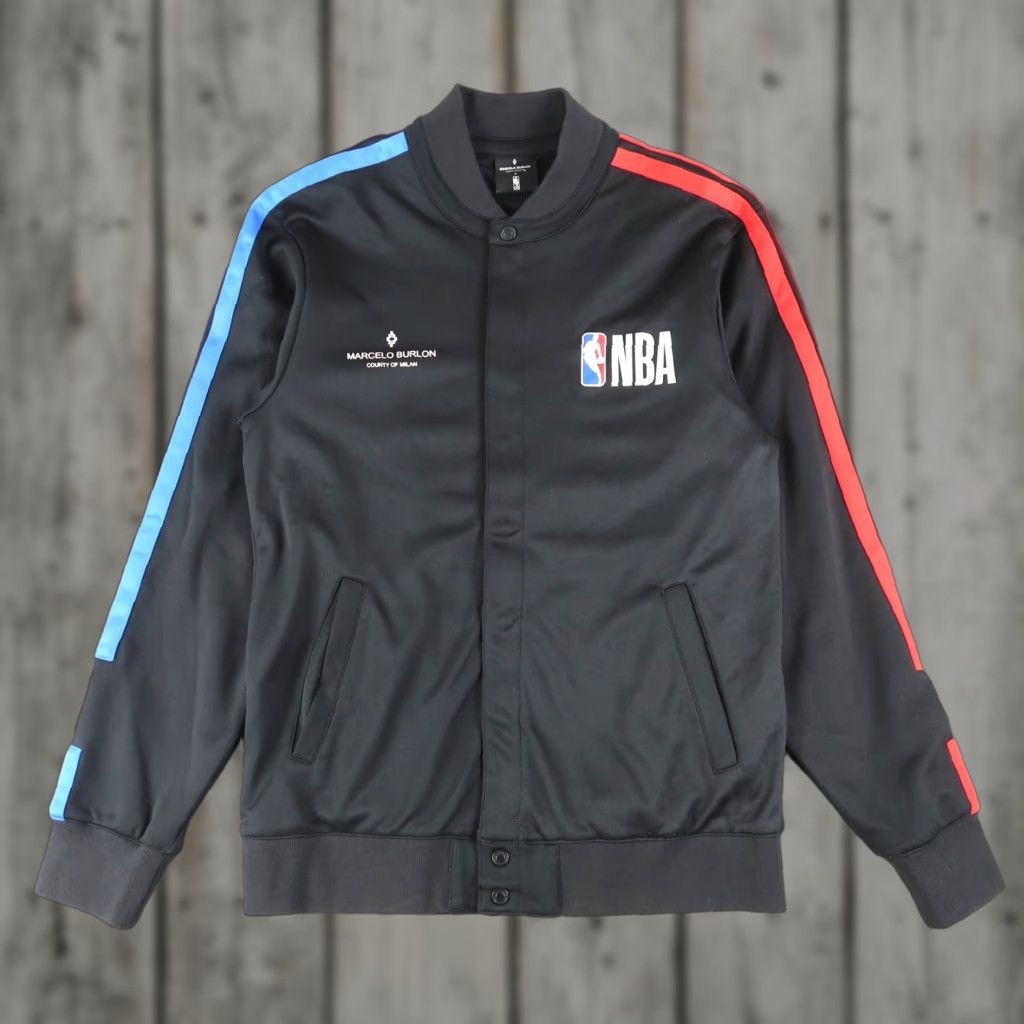NBA Marcelo Burlon Milan NBA Bomber Jacket Black Red Men’s Size S Small Snap Button Jacket Men Size US S / EU 44-46 / 1 - 1 Thumbnail