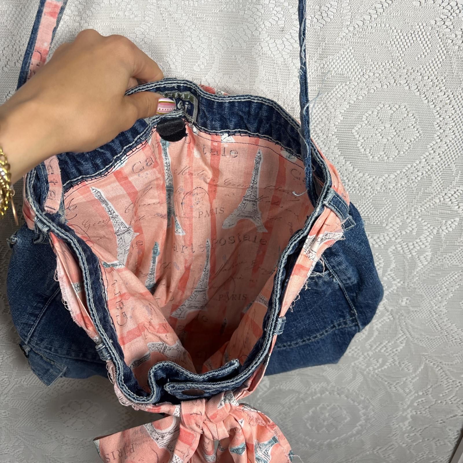 L.E.I. y2k denim skirt bag purse with pink bow Size ONE SIZE - 4 Thumbnail