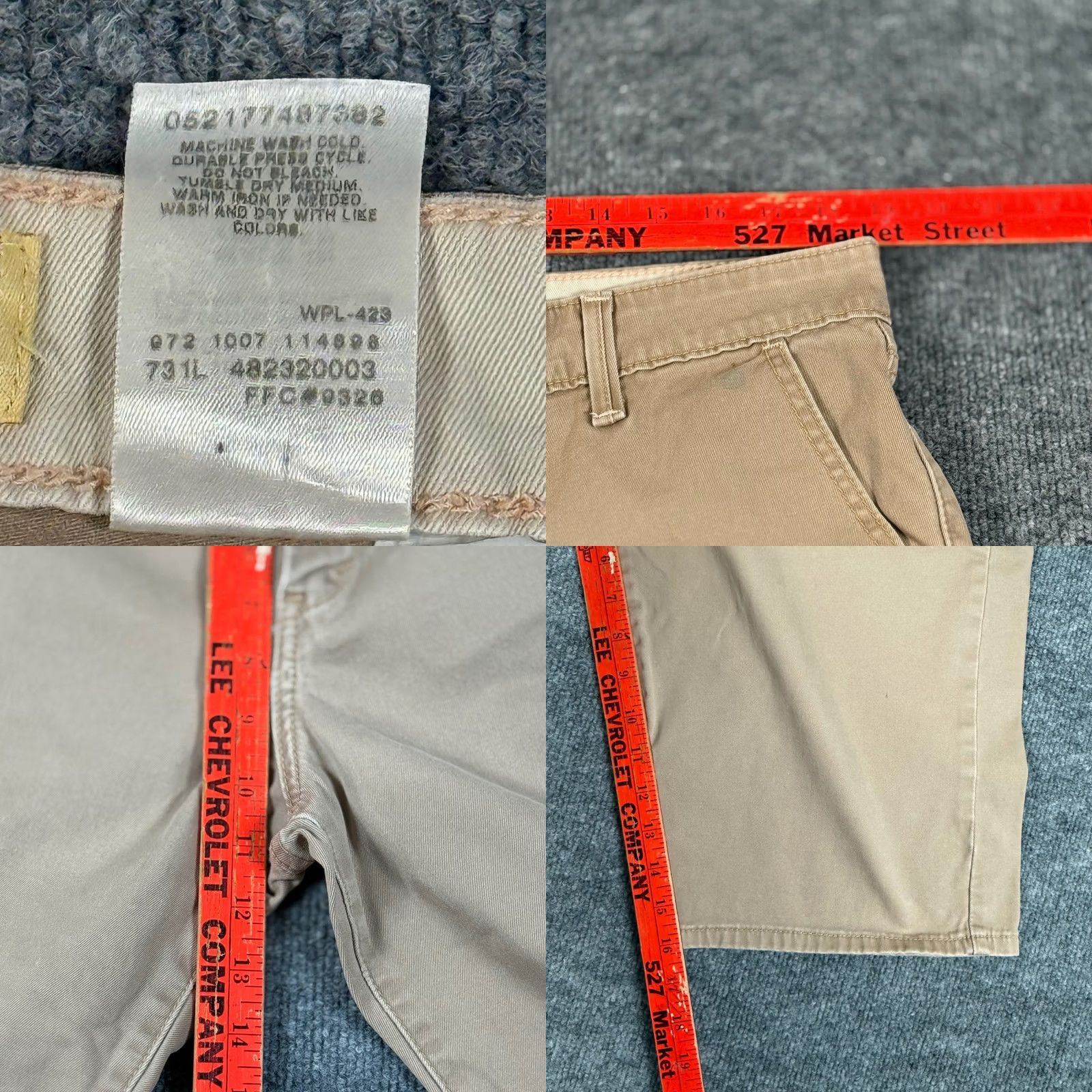 Levi's Y2K 00s Levis Beige Khaki Chino Capris Cropped Pants Size 16 Neutral Workwear Size 38" / US 16 / IT 52 - 8 Thumbnail