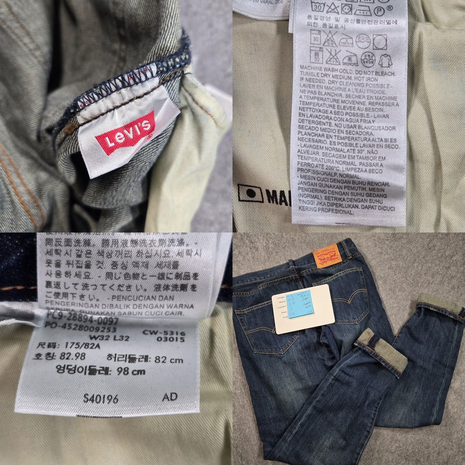 Levi's Levi'S Jeans Mens 32 Blue 501T Tapered 32x31 tag 32x32 Wash Made Japan Slim Denim Size US 32 / EU 48 - 9 Thumbnail