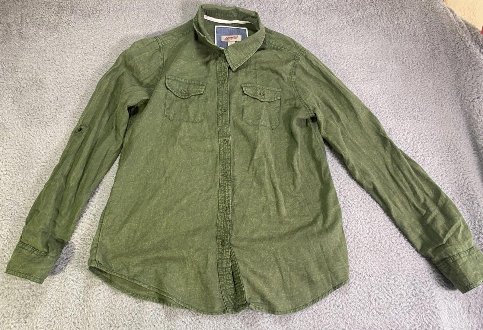 Arizona Jean Co. Arizona Jeans Mens Small Button Down Small Green LS Cotton Size US S / EU 44-46 / 1 - 1 Thumbnail