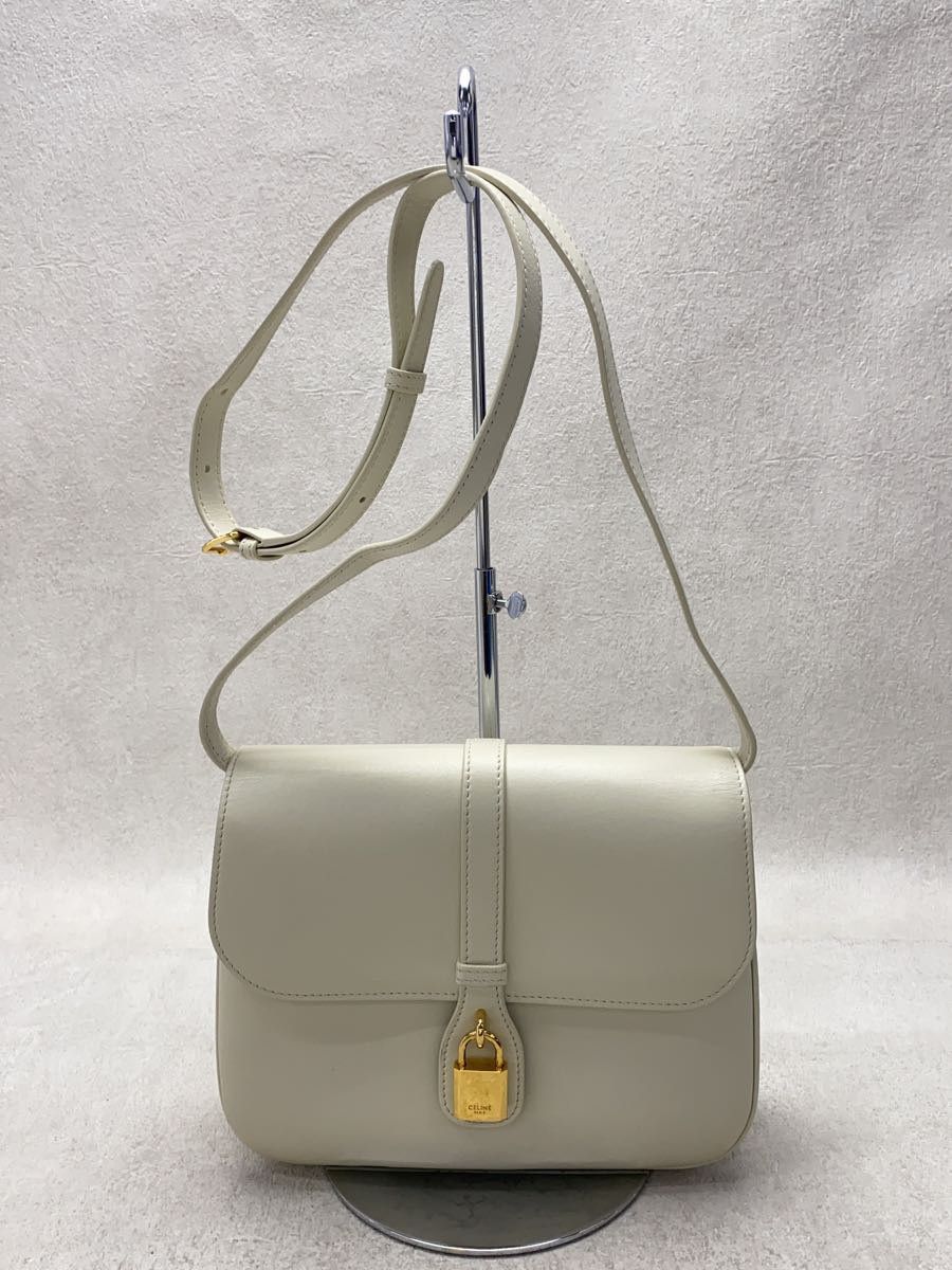 image of Celine Medium Calfskin Shoulder Bag Leather Ivory in Black, Women's