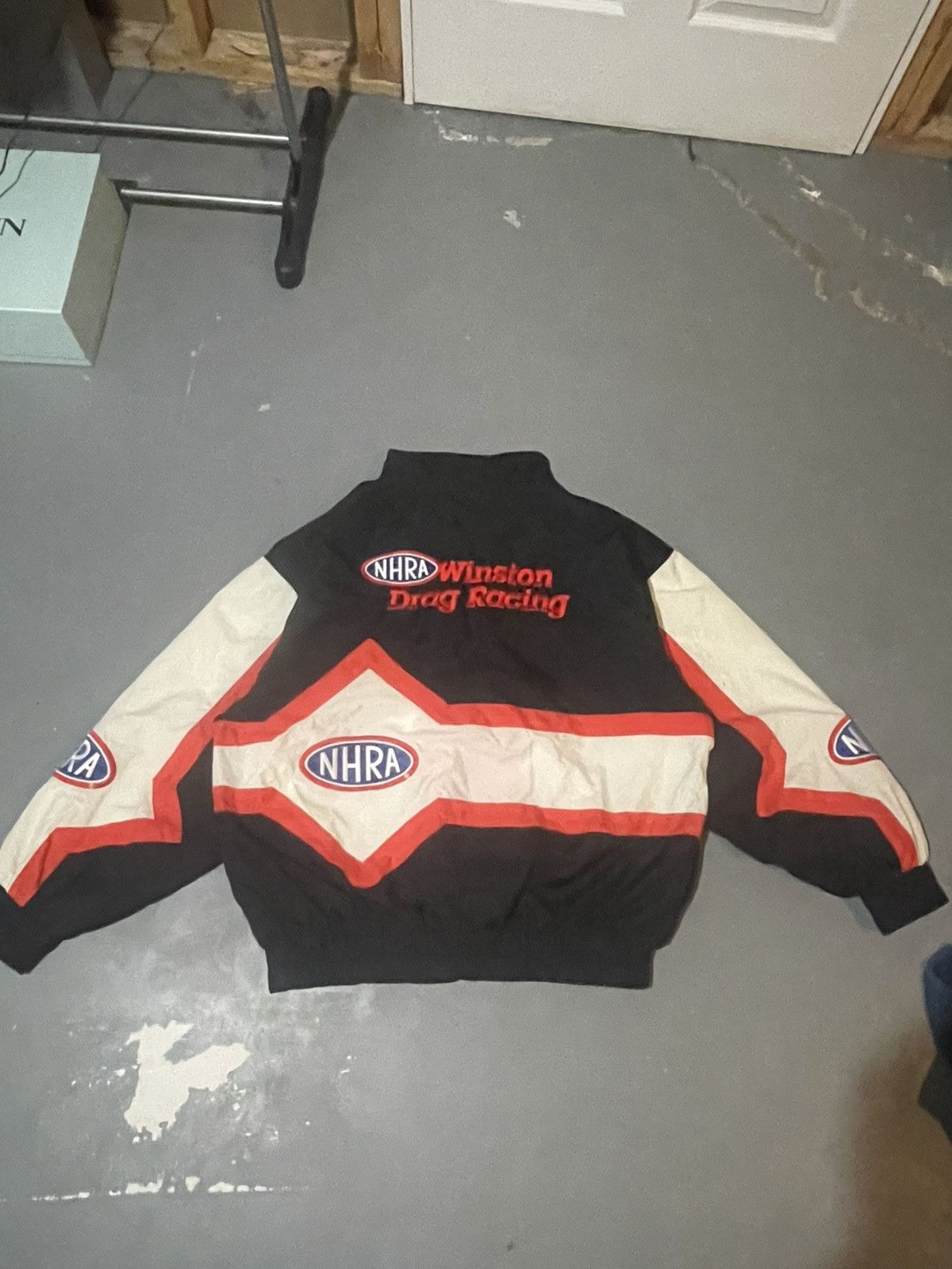 Vintage 💥 1998 NHRA Winston Drag Racing Zip Up Patch Light Jacket 💥 Size US XL / EU 56 / 4 - 2 Thumbnail