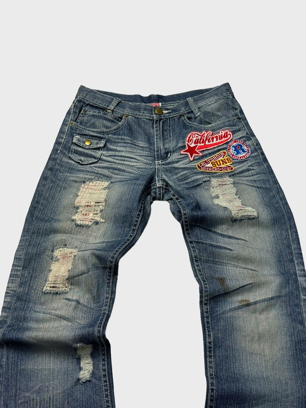Hysteric Glamour Flare Distressed Patches Junya Watanabe Style Denim Jeans Size US 29 - 3 Thumbnail