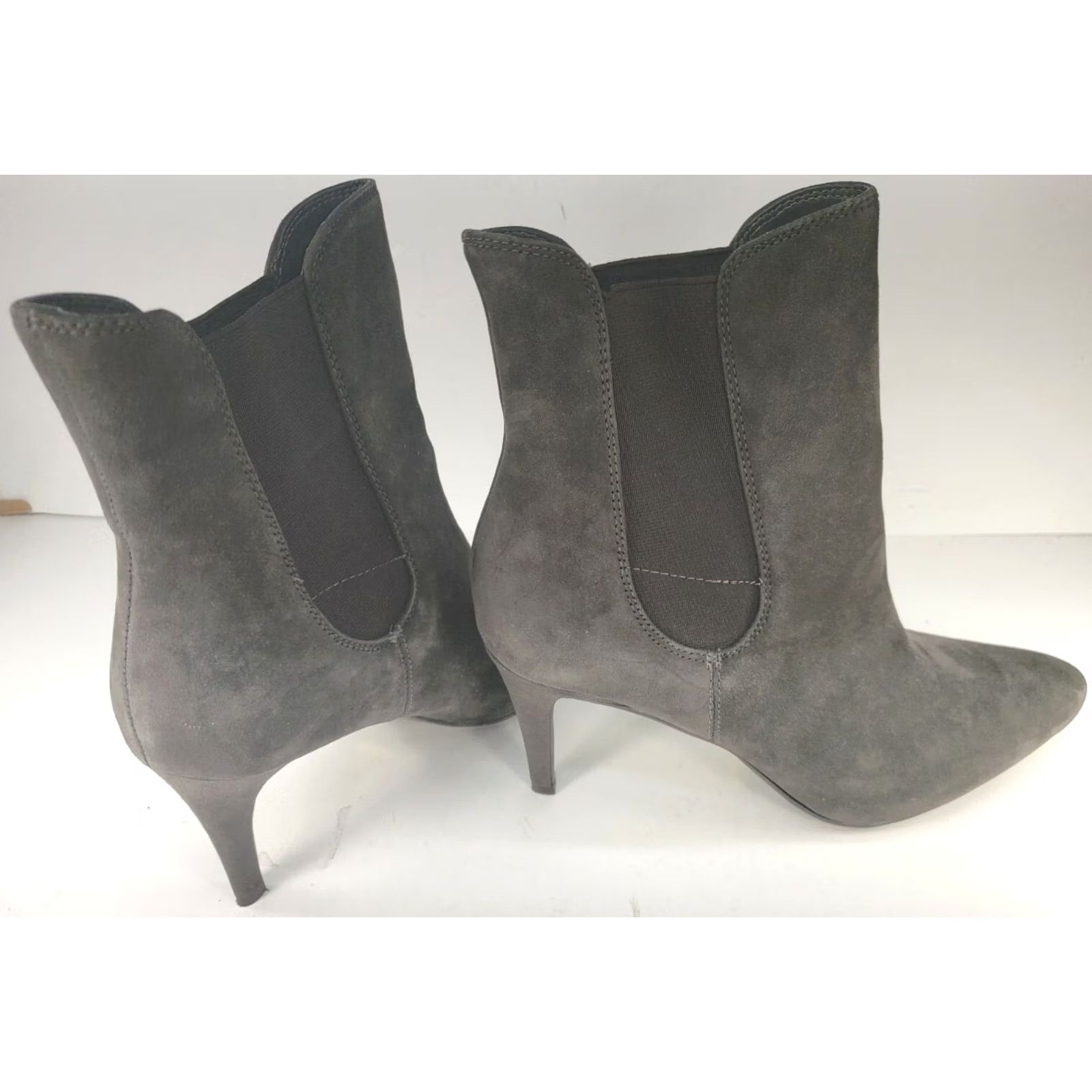 Ralph Lauren LAUREN RALPH LAUREN Pasmia Women's Gray Suede 3" Heel Bootie Size 8B Dark Gray Leather Pointed Toe Stiletto Pull On Elastic Logo Fall Winter Boots Size US 8 / IT 38 - 4 Thumbnail