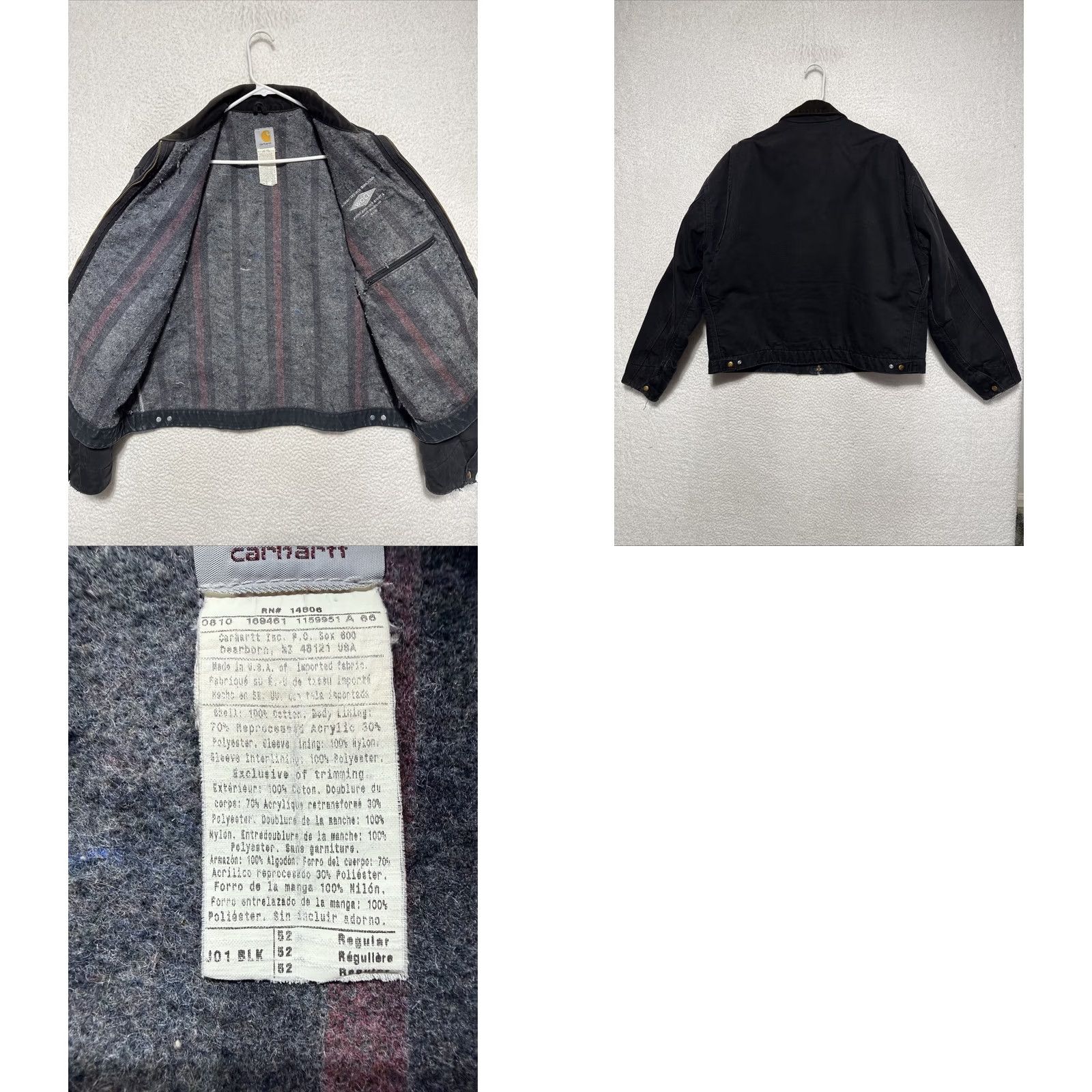 Carhartt VINTAGE Carhartt J01 USA Black Jacket Regular Bomber Lined 52 Men Size US L / EU 52-54 / 3 - 8 Thumbnail