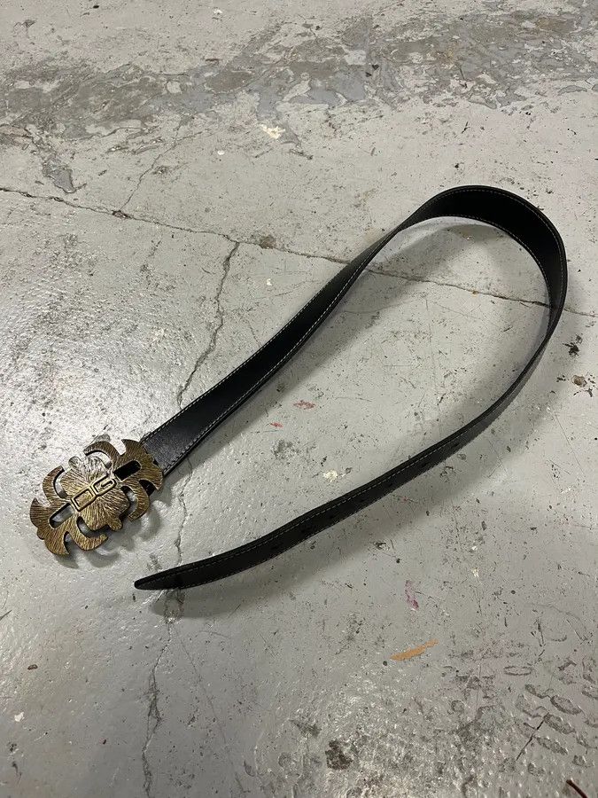 Designer × Dolce & Gabbana × Vintage Dolce & Gabbana Gold Buckle Black Leather Belt Size ONE SIZE - 4 Thumbnail