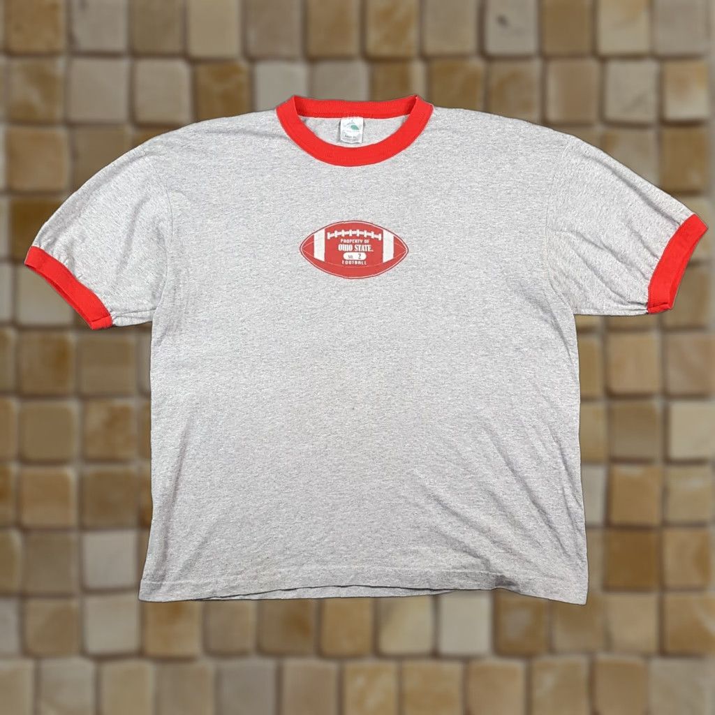 Vintage VINTAGE Augusta Ohio State Buckeyes Football Ringer T-Shirt Men's XL Gray Retro 90s College Sports Size US XL / EU 56 / 4 - 1 Thumbnail