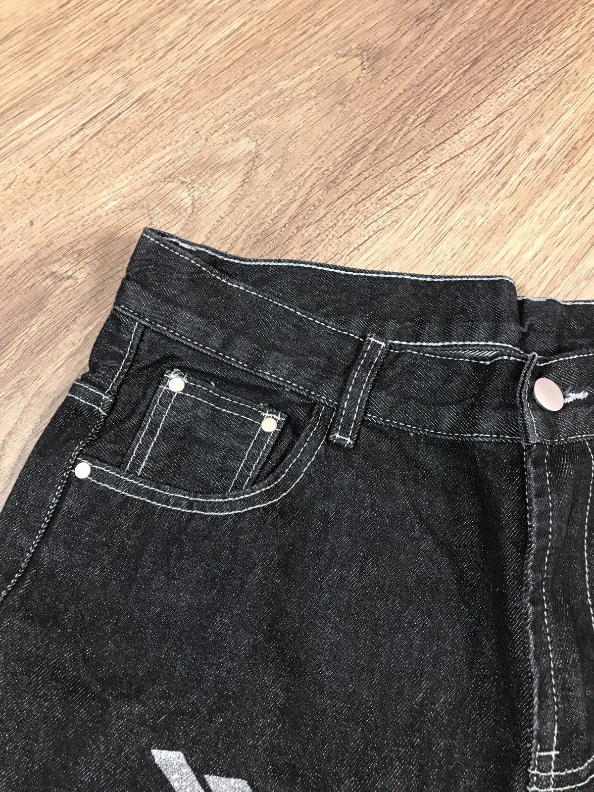 Japanese Brand × Vintage Denim Pants Dollar Big Logo Rap Pants Size US 35 - 7 Thumbnail