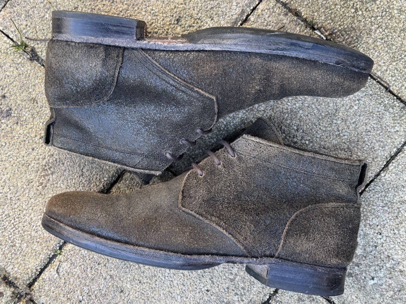 10sei0otto Dieciseizerootto Reversed Leather Ankle Boots