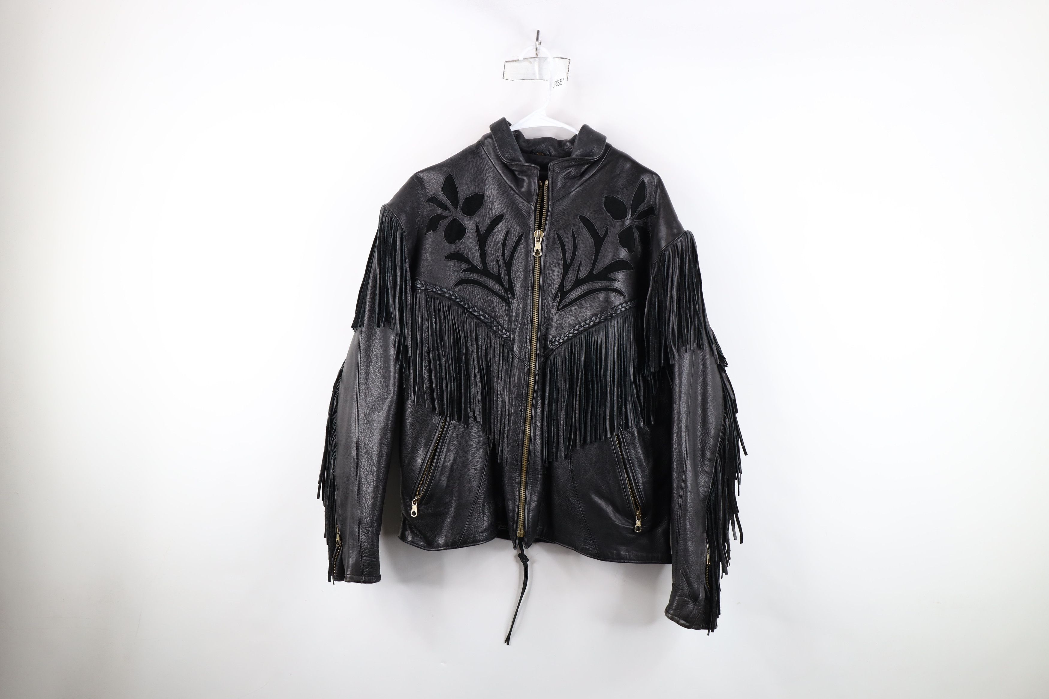 Vintage Vintage 90s Streetwear Fringed Rose Flower Motorcycle Jacket Size XXL / US 16-18 / IT 52-54 - 1 Thumbnail