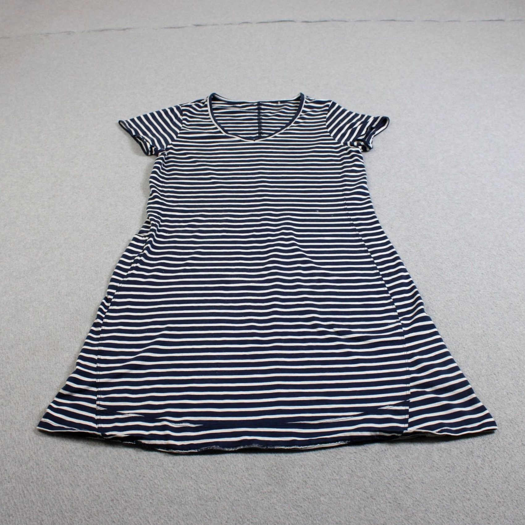 Toad&Co Toad&Co Dress Women M Blue Stripe V Neck Jersey Organic Cotton T-Shirt Dress Casual Size M / US 6-8 / IT 42-44 - 2 Thumbnail