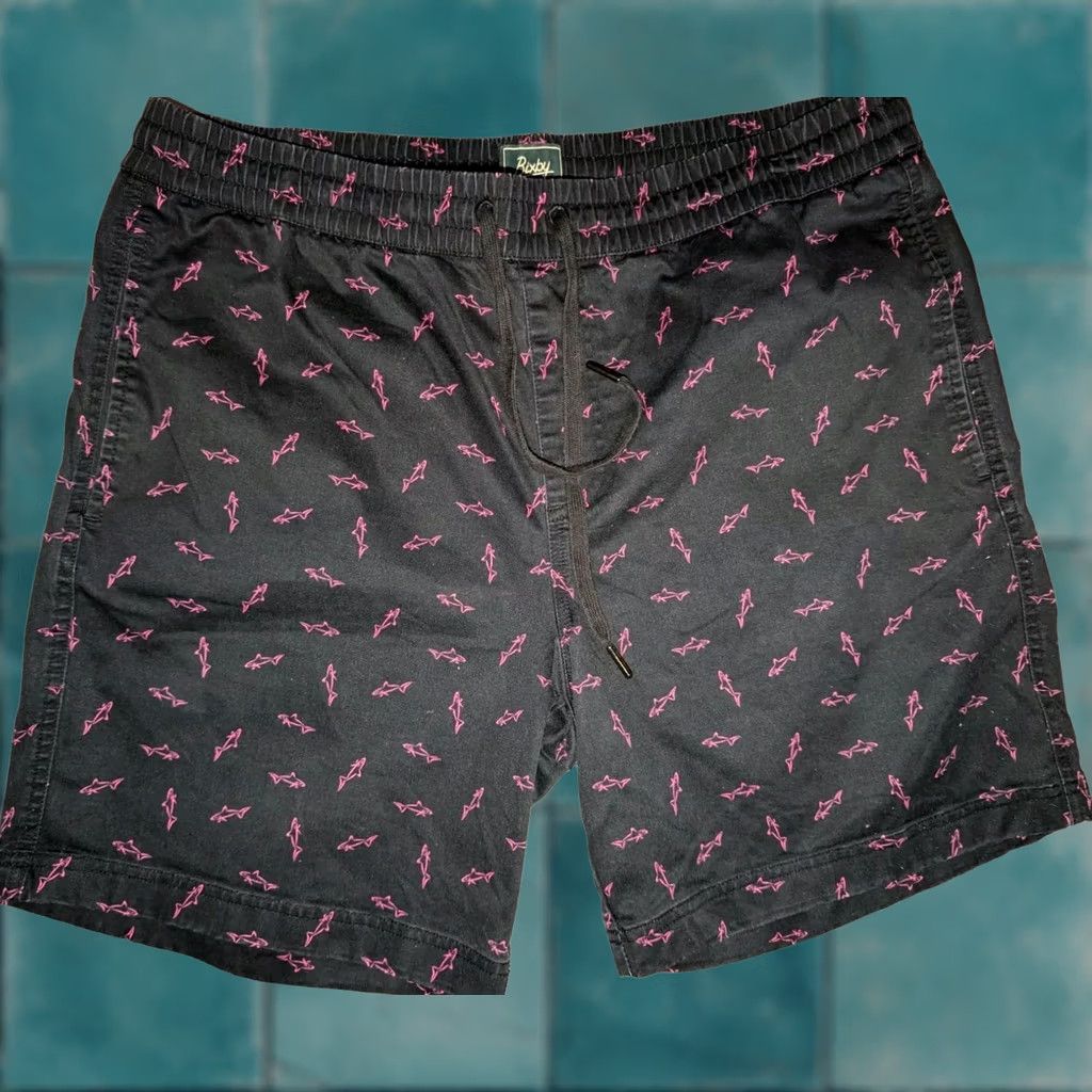 Nomad Bixby Nomad Shorts Mens 34x7 Black Shark Print Casual Pockets All Over AOP Knit Chino Stretch Regular Mens Size US 34 / EU 50 - 1 Thumbnail