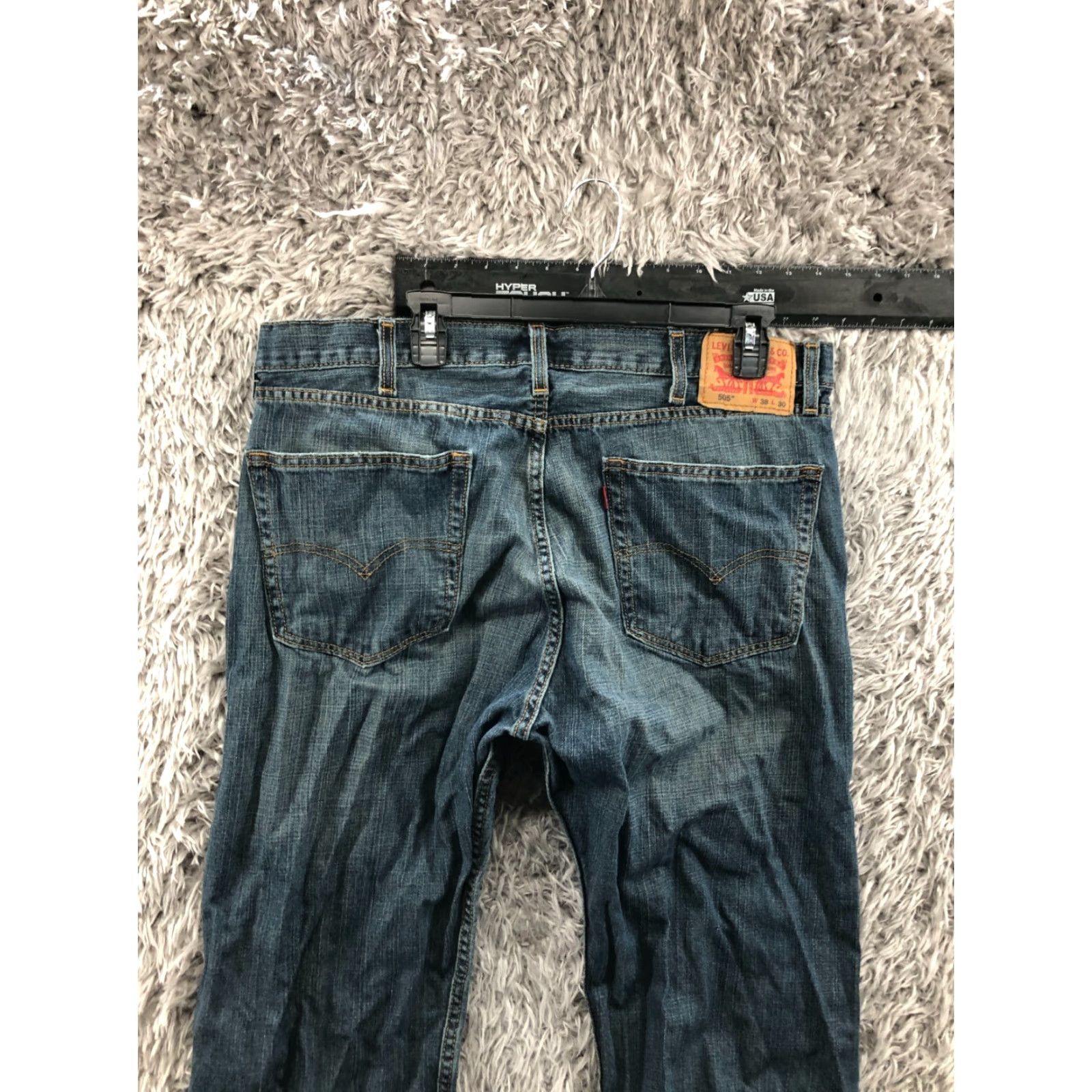 Levi's Levi's 505 Straight Jeans Size 38x30 Mens Mid Rise Medium Wash Blue Size US 38 / EU 54 - 7 Thumbnail
