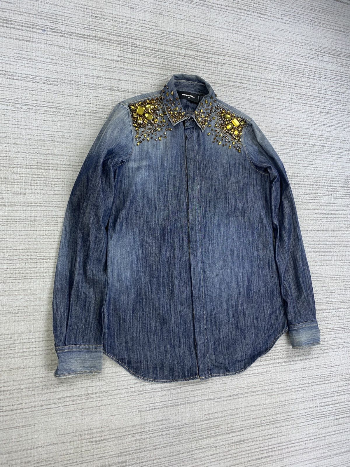 Dsquared2 × Japanese Brand × Vintage Vintage Dsquared2 Italy Blue Denim Rare Design Button Ups Size S / US 4 / IT 40 - 3 Thumbnail