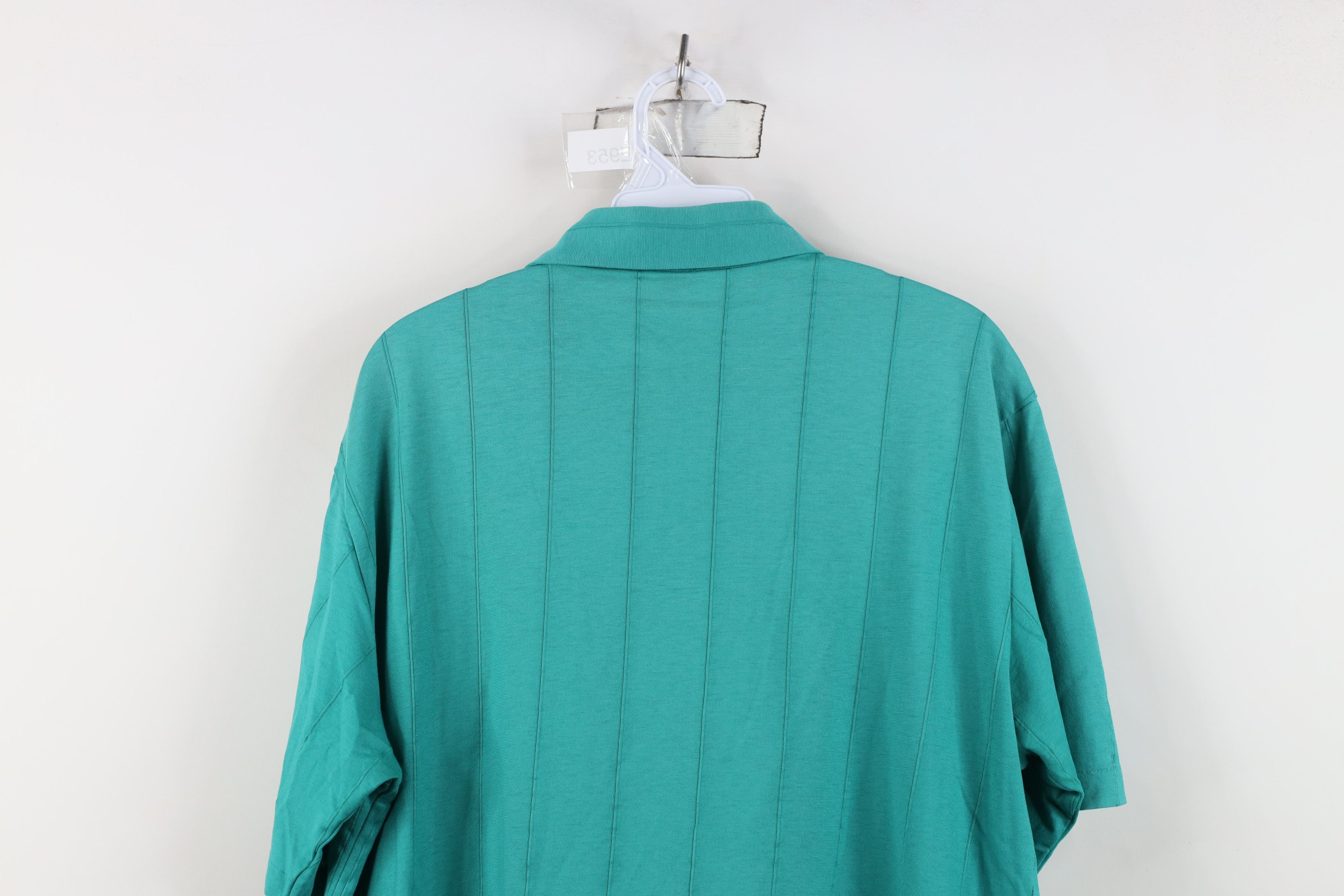 Vintage Vintage 90s Streetwear Striped Knit Golf Polo Shirt Teal Size US L / EU 52-54 / 3 - 14 Thumbnail