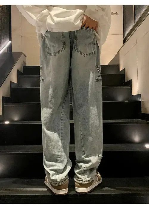 Japanese Brand × Jean Star Embroidery Straight Casual Men Jeans Size US 32 / EU 48 - 2 Thumbnail