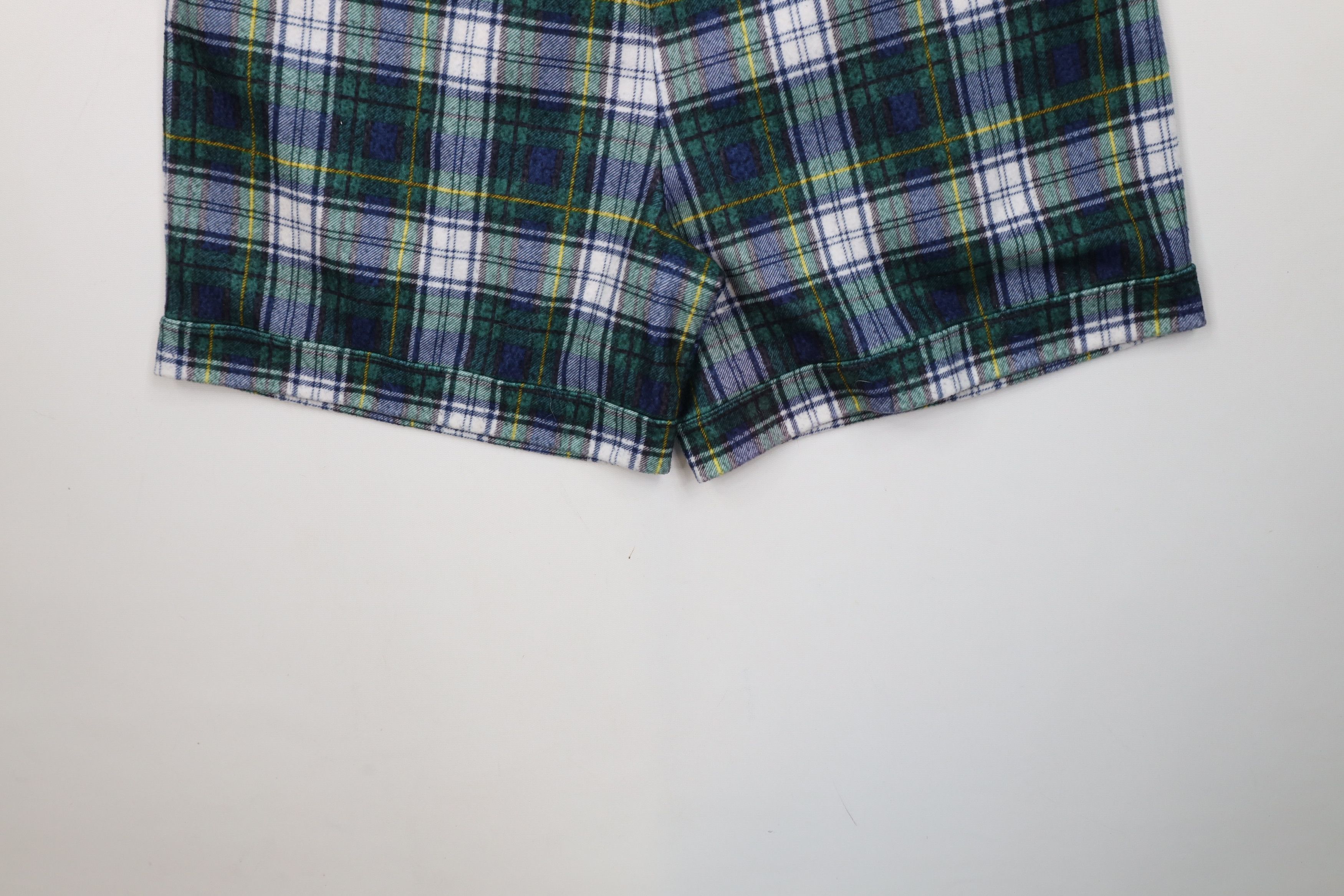 Express Vintage 90s Express Fleece Flannel Shorts Plaid Polyester Size 30" / US 8 / IT 44 - 12 Thumbnail