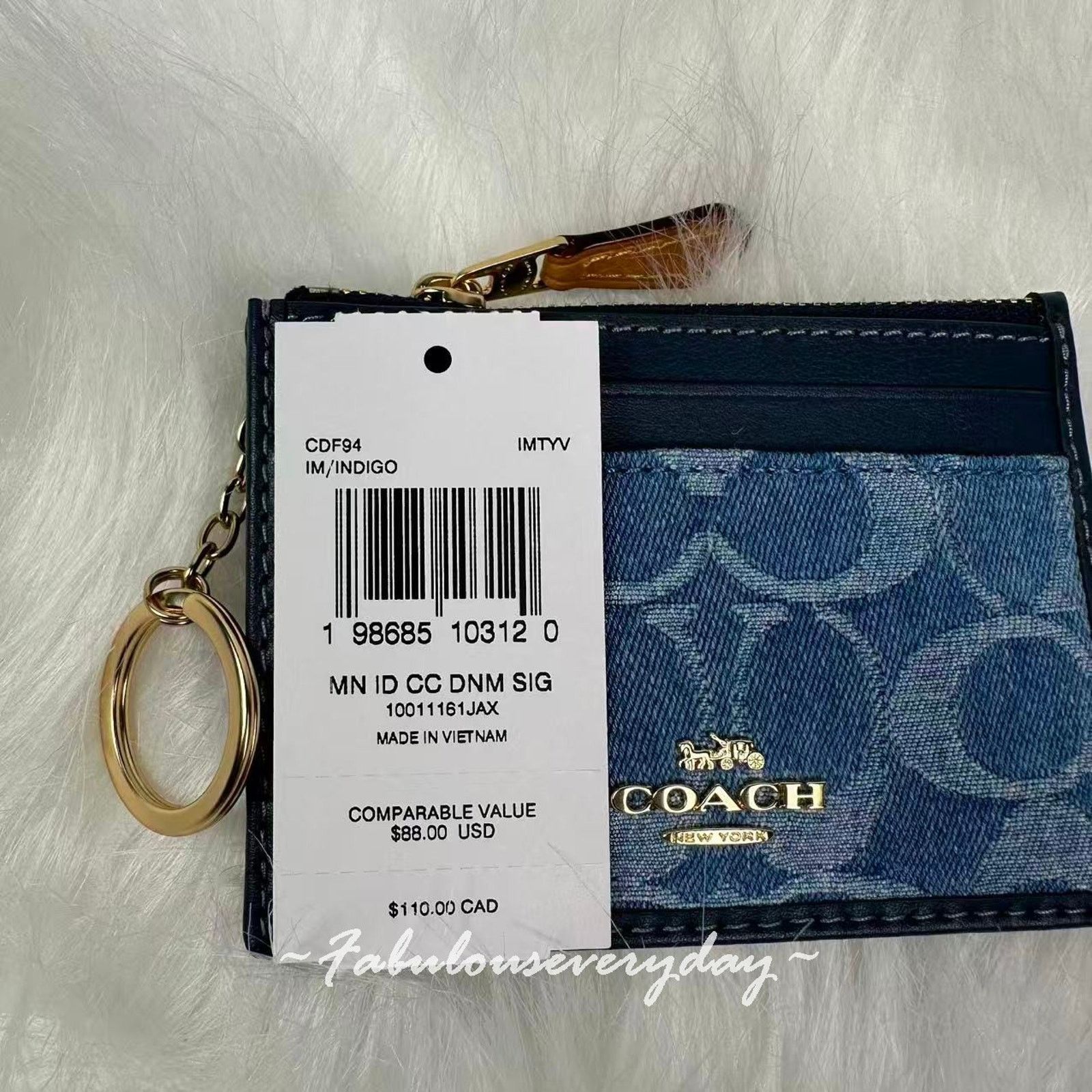 Coach Coach Mini Skinny Id Case In Signature Denim With Keyring Size ONE SIZE - 5 Thumbnail