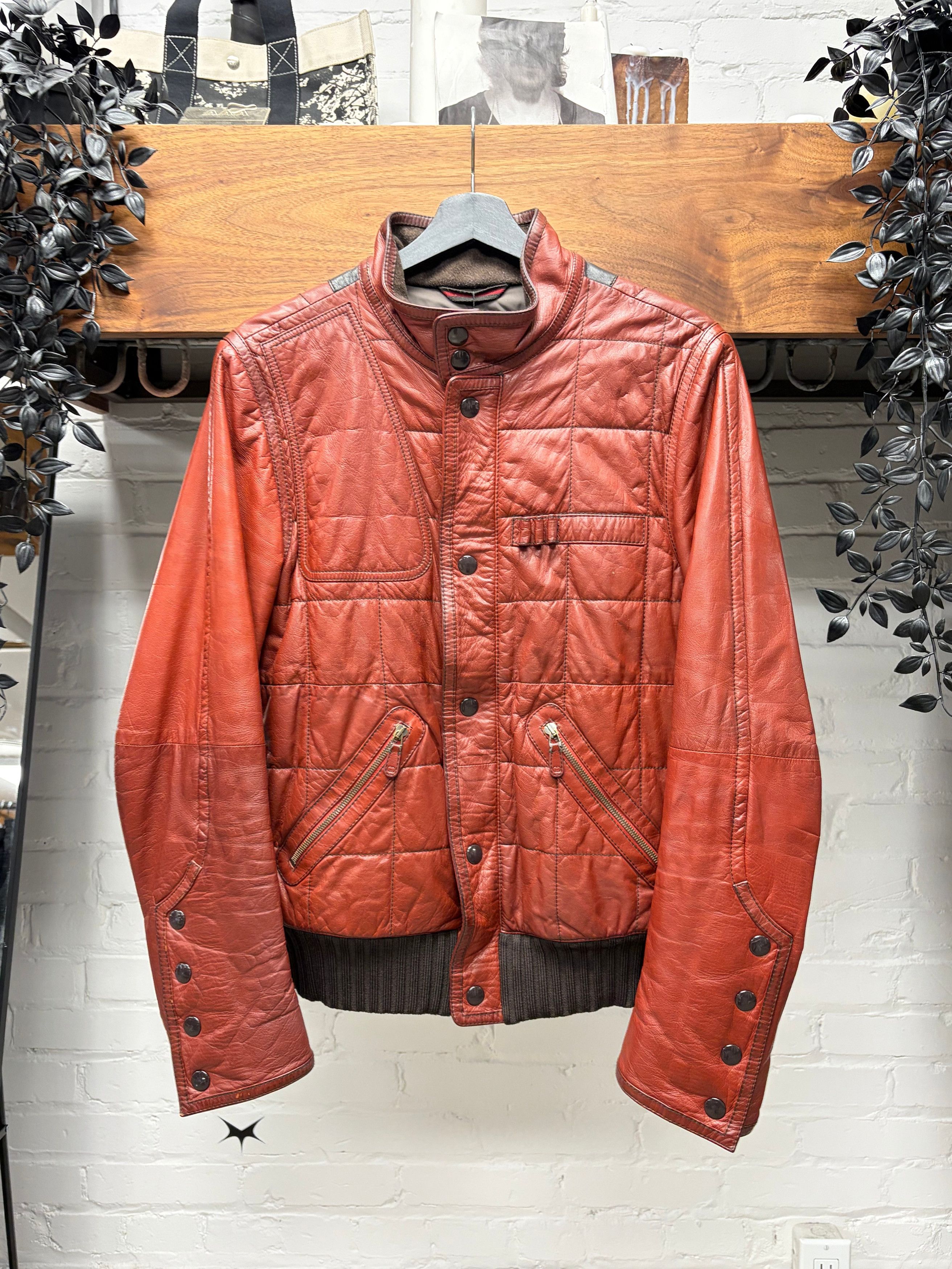 Gucci Gucci ‘Aged Red’ Military Inspired Quilted Leather Jacket Size US M / EU 48-50 / 2 - 1 Thumbnail