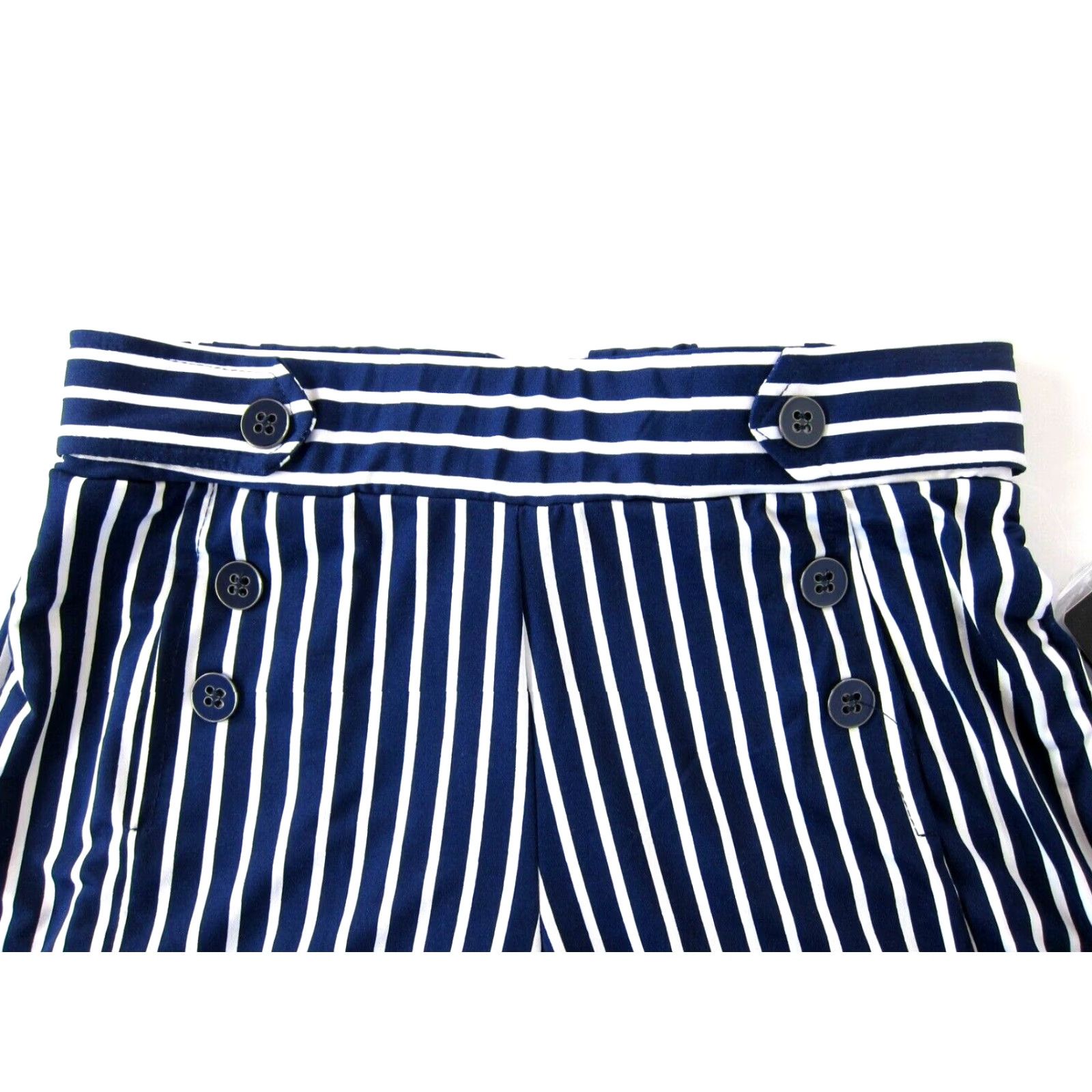 Vintage NWT Robert Louis Navy Blue White Stripe Stretch High Rise Pocket Sailor Shorts S Size 28" / US 6 / IT 42 - 4 Thumbnail