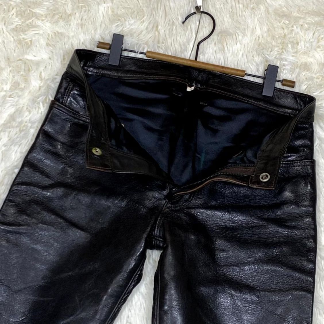 Vintage DAGDA LEATHERS Leather pants black Size 29 Size US 29 - 7 Thumbnail