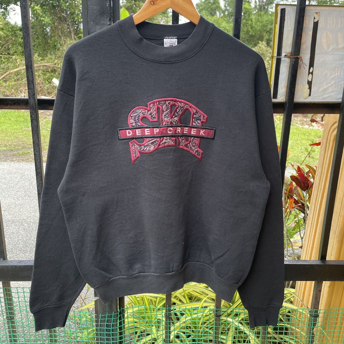 Fruit Of The Loom 🔥Vintage 90s Deep Creek Ski Embroidered Logo Sweatshirts Size US S / EU 44-46 / 1 - 5 Thumbnail
