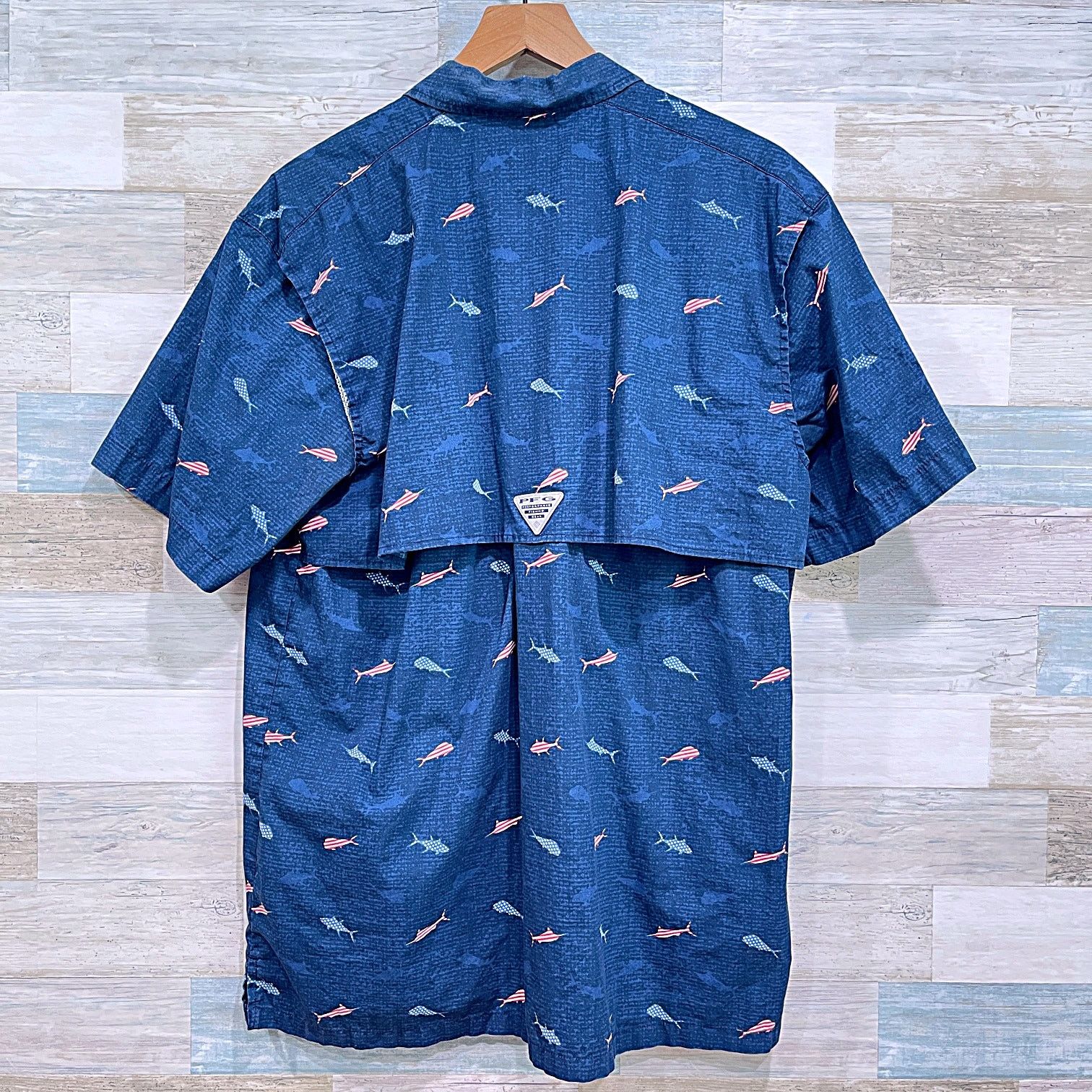 Columbia Columbia PFG USA America Flag Fish Short Sleeve Shirt Blue L Size US L / EU 52-54 / 3 - 3 Thumbnail
