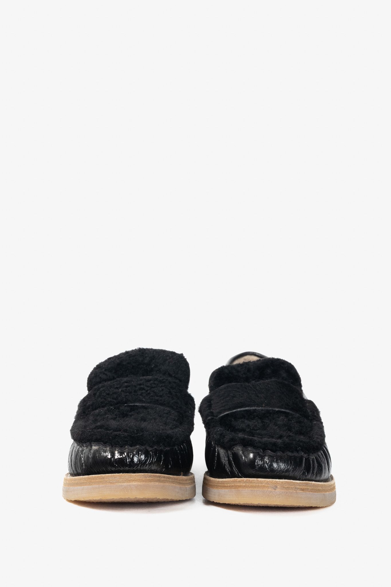 Stuart Weitzman Stuart Weitzman Bromley Black Sheepskin Loafers Size US 8.5 / IT 38.5 - 2 Thumbnail