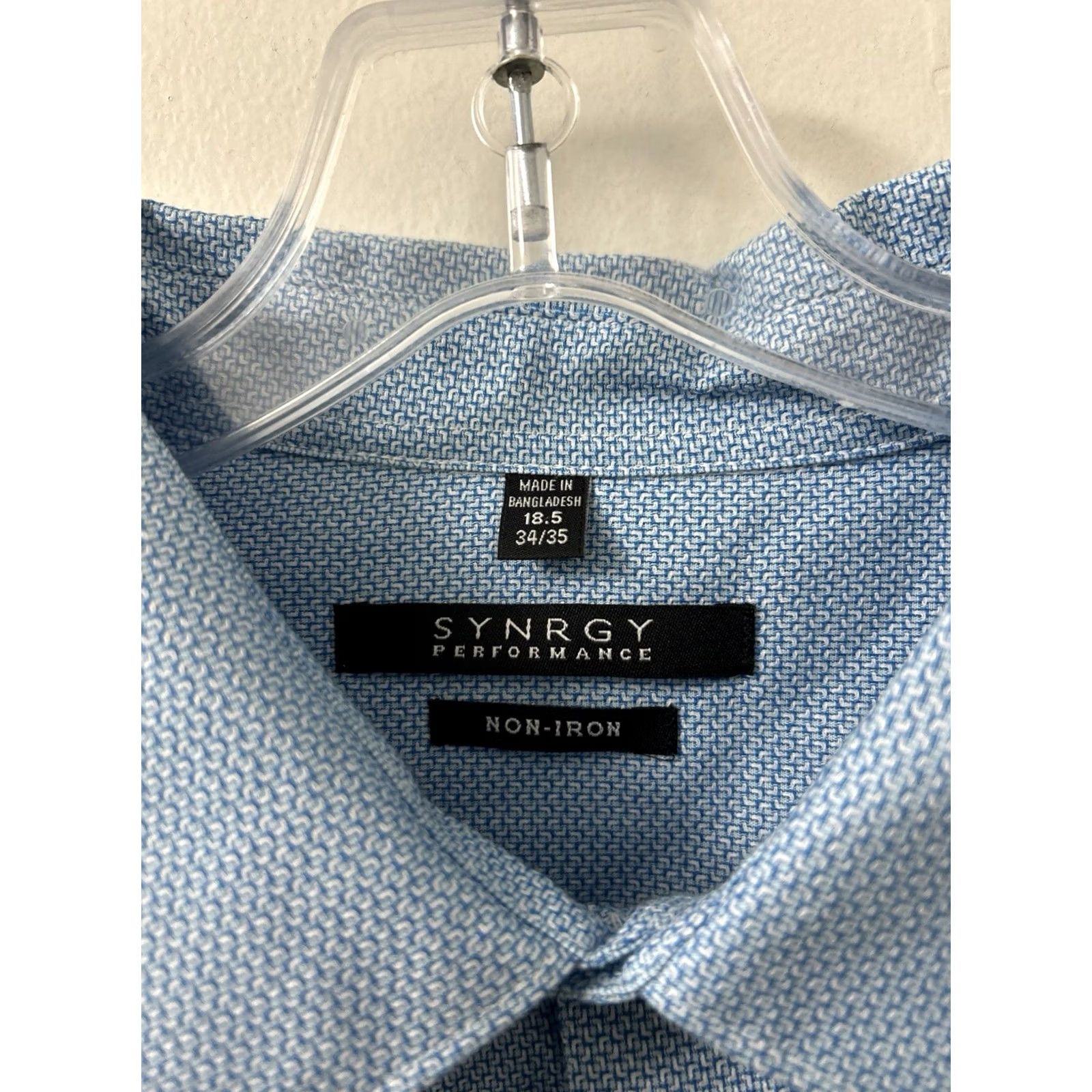 Vintage Synrgy Performance Shirt Mens 18.5 34/35 Blue Geometric Button Up NWT 5 MSRP Size US XXL / EU 58 / 5 - 6 Thumbnail