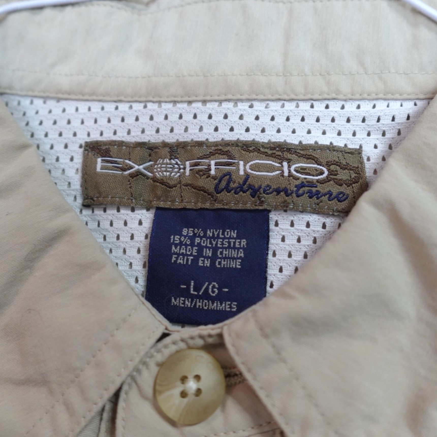 ExOfficio ExOfficio Shirt L Beige Solid Nylon Polyester Fishing Hiking Long Sleeve Button-Up Size US L / EU 52-54 / 3 - 2 Thumbnail