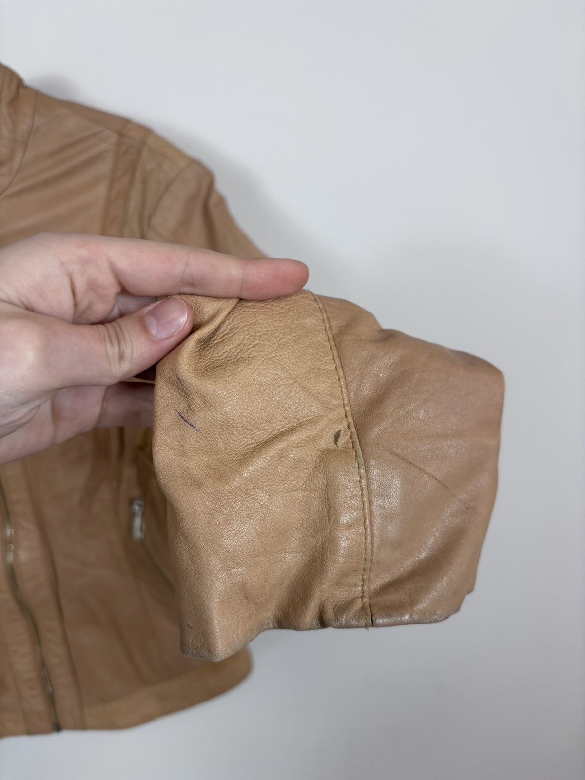 ARMA Arma Collection Women’s Beige Brown Biker Leather Jacket Size XL / US 12-14 / IT 48-50 - 10 Thumbnail