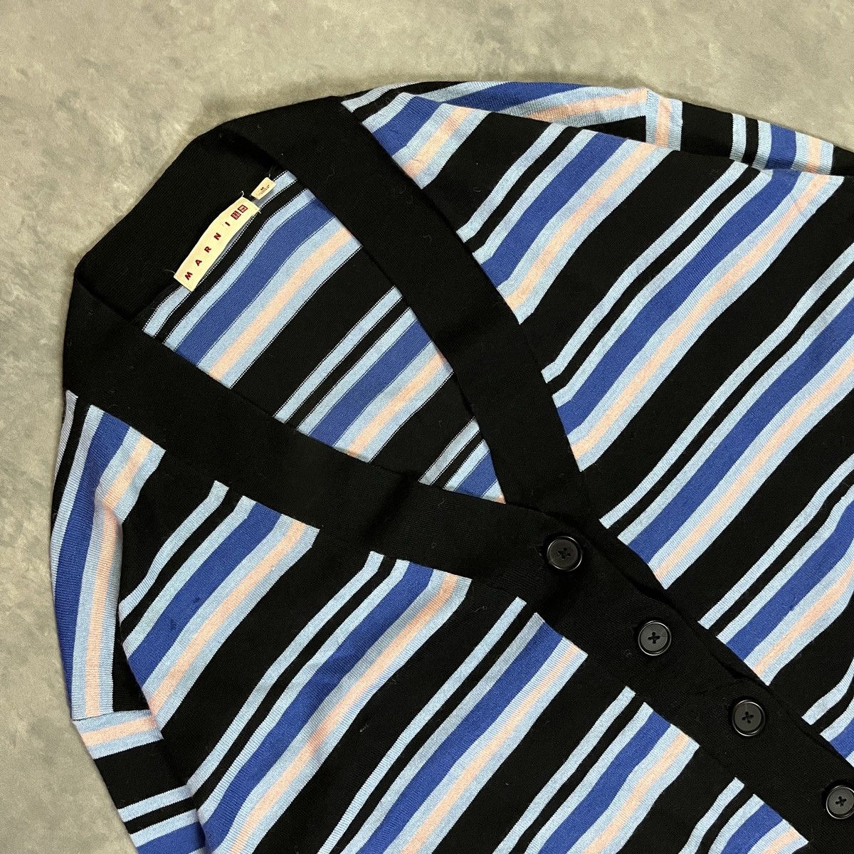 Marni 2000s MarnixUniqlo Women Striped Cropped Cardigan Blue Size M / US 6-8 / IT 42-44 - 3 Thumbnail