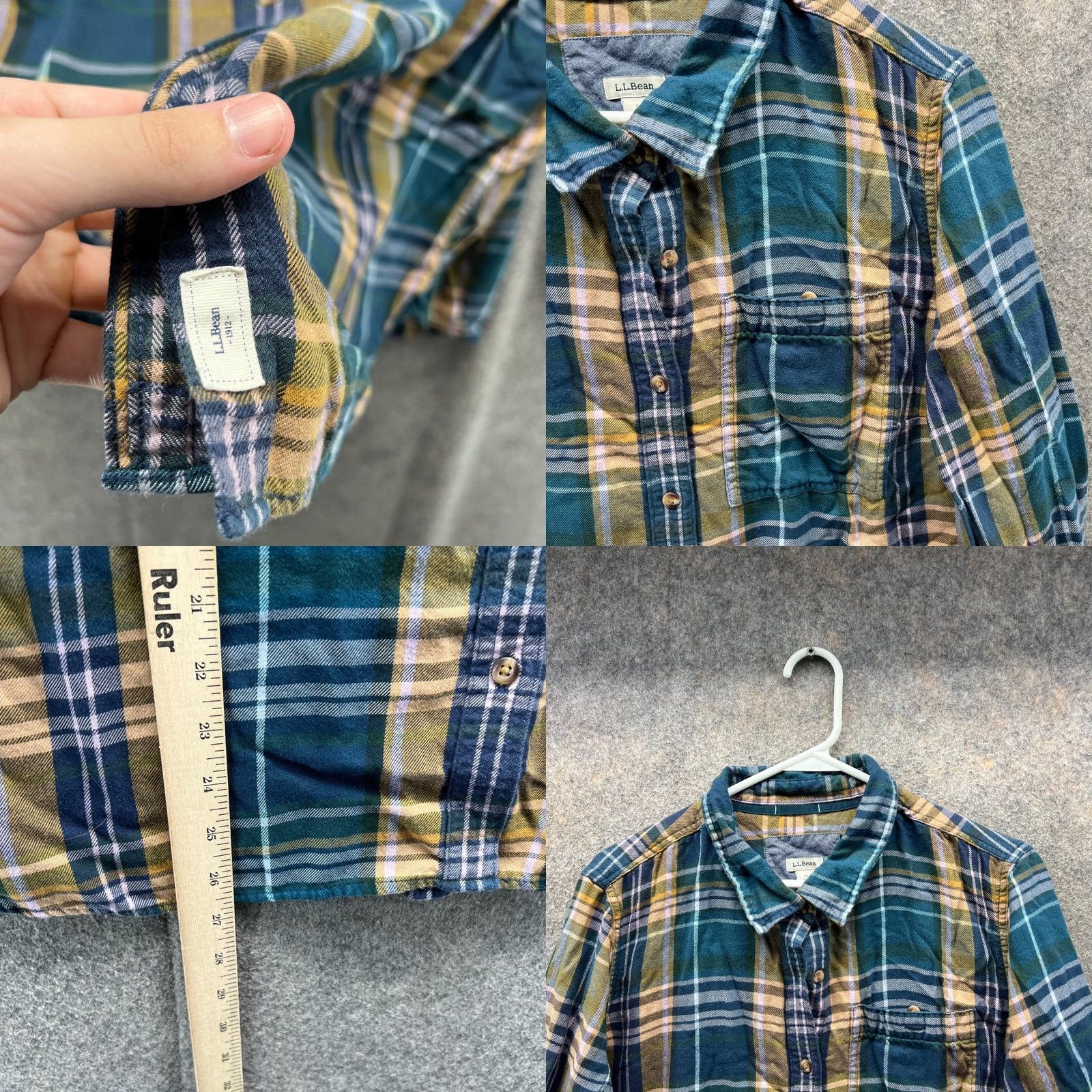 Vintage LL Bean Womens Plus Shirt Plaid Blue Yellow Button-Up - Size 1X - Vintage Size XL / US 12-14 / IT 48-50 - 8 Thumbnail