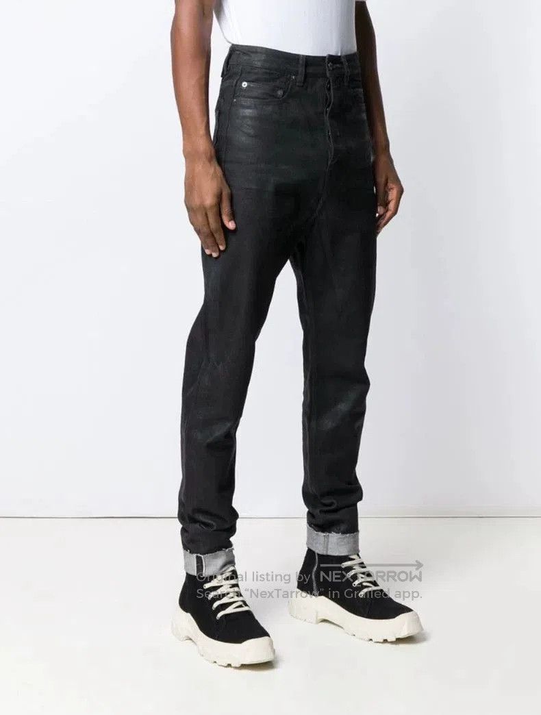 Rick Owens Drkshdw Rick Owens DRKSHDW Men's Waxed Black Denim. Size US 31 - 2 Thumbnail