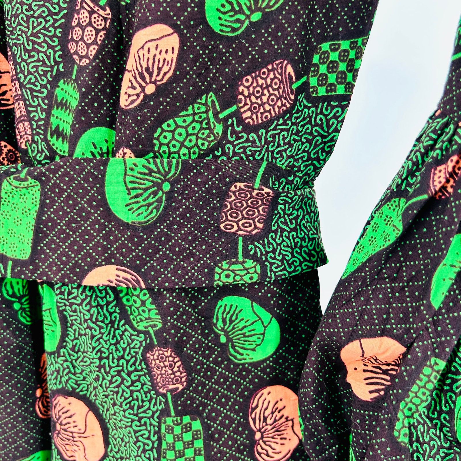 Other Green Coral Mushroom Ankara Print Balloon Sleeve Jumpsuit Size S / US 4 / IT 40 - 5 Thumbnail