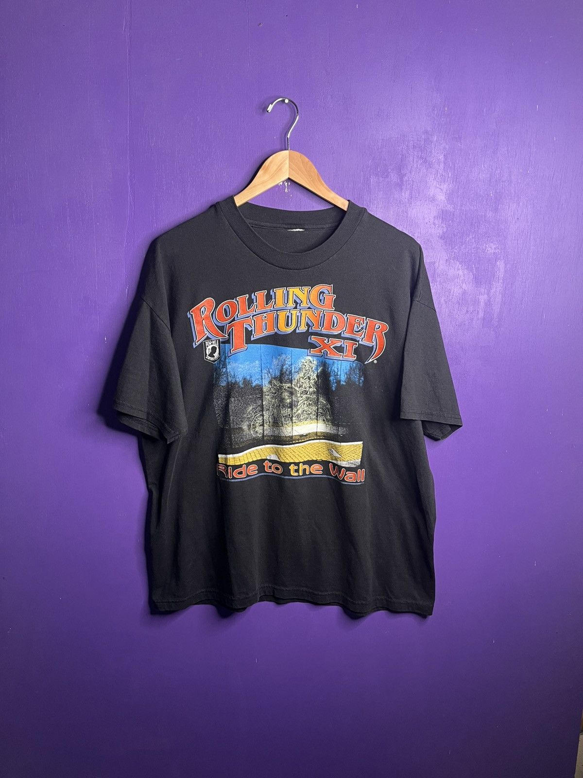 Vintage Vintage 1998 rolling thunder ride the wall t-shirt Size US XL / EU 56 / 4 - 1 Thumbnail