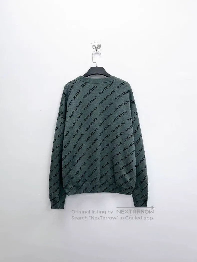 Balenciaga Balenciaga Grey-Green Barrage Full Print Logo Knit Sweater Size US S / EU 44-46 / 1 - 2 Thumbnail