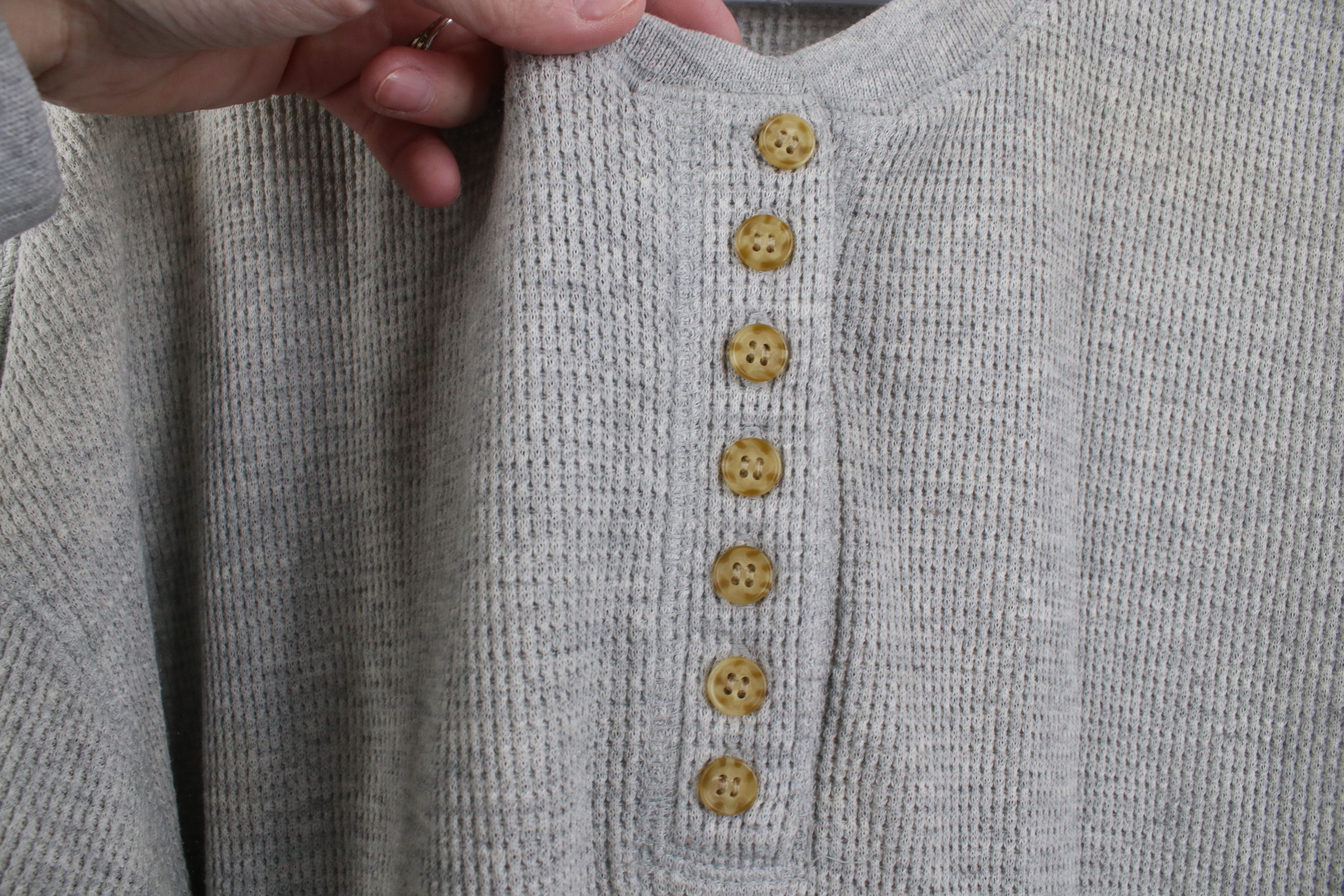 Vintage Vintage 90s Streetwear Thermal Waffle Knit Henley T-Shirt Size L / US 10 / IT 46 - 5 Thumbnail