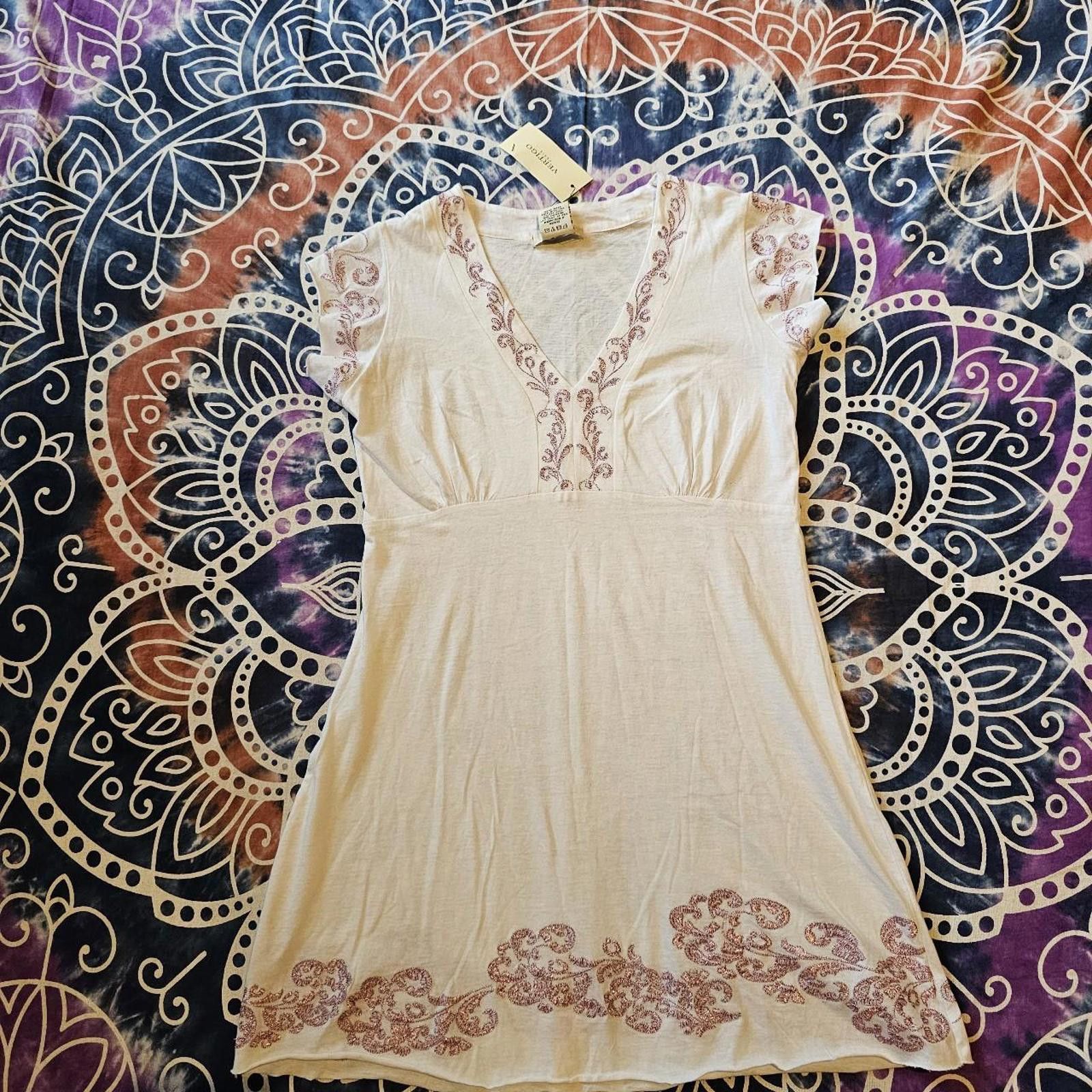 Designer Vertigo Women's Shimmering Pink and White Small Dress NWT Size S / US 4 / IT 40 - 6 Thumbnail