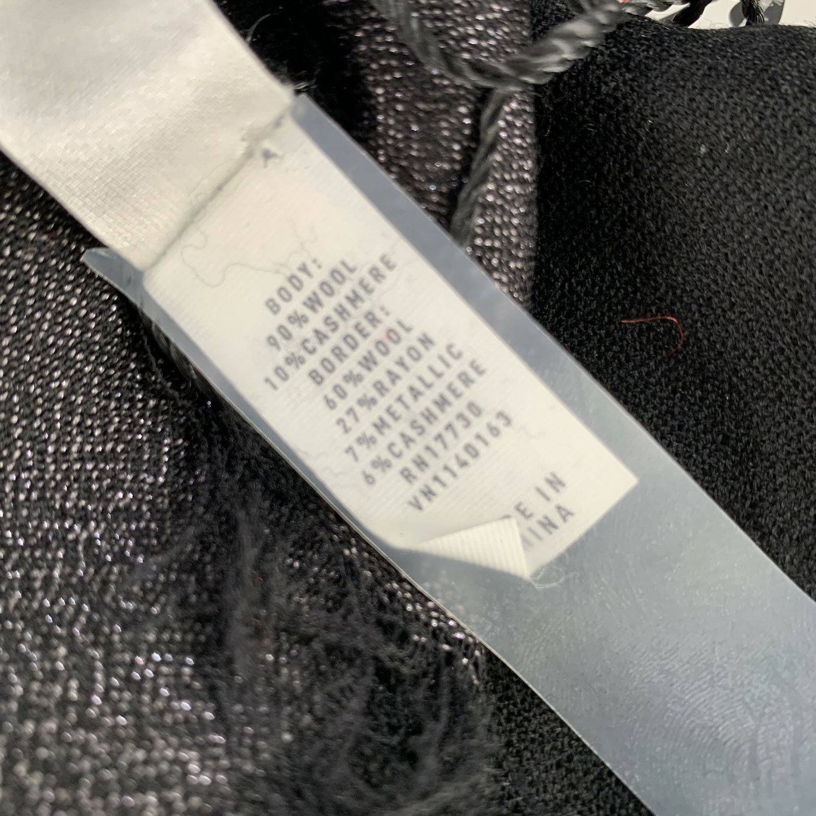 Marc Jacobs MARC JACOBS Black Metallic Wool Cashmere Blend Scarves Size ONE SIZE - 4 Thumbnail