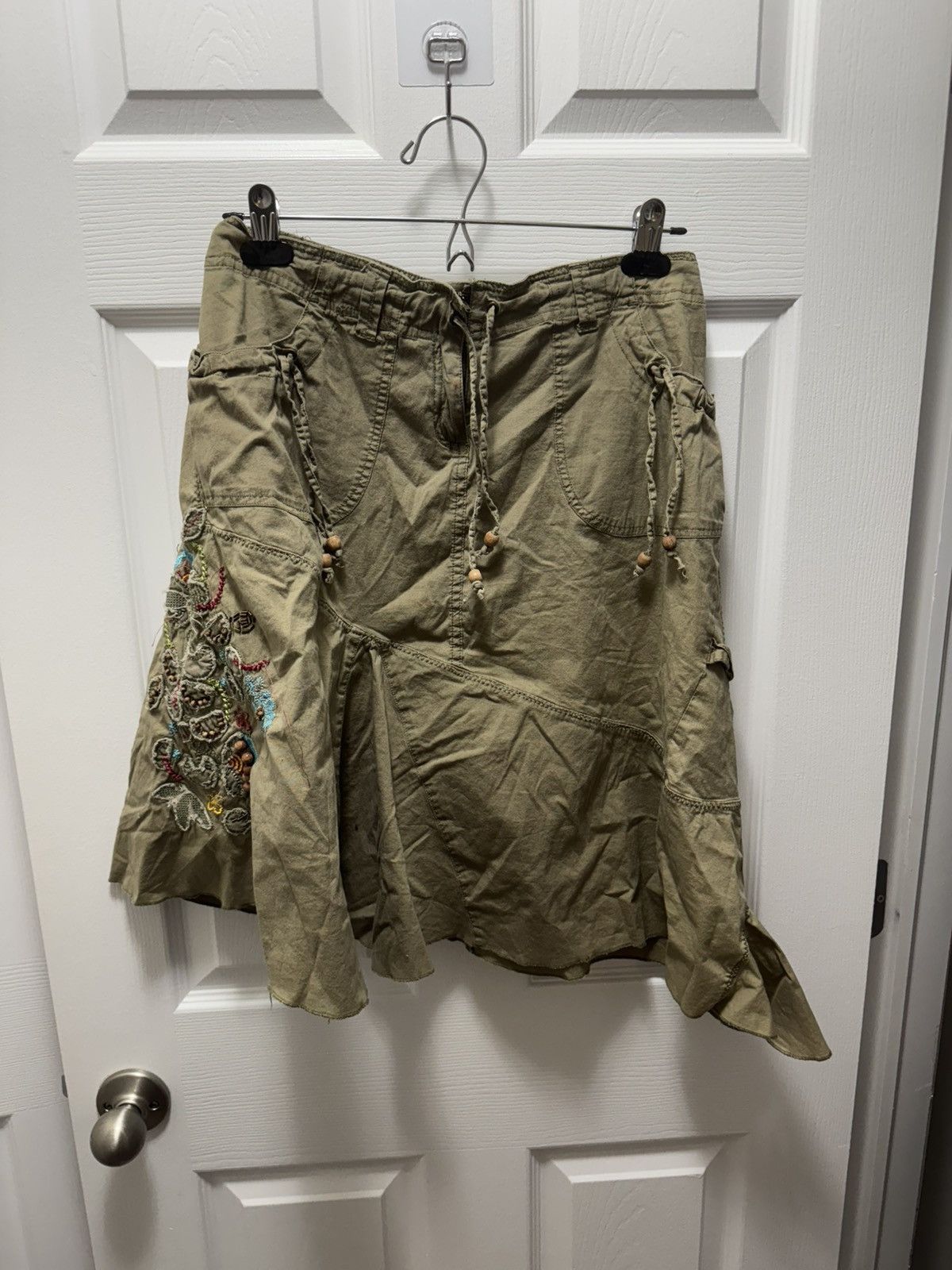 Custommade × Vintage Soho Jeans Cargo Skirt Custom Beaded Hippie Stoner Skirt Size 30" / US 8 / IT 44 - 5 Thumbnail